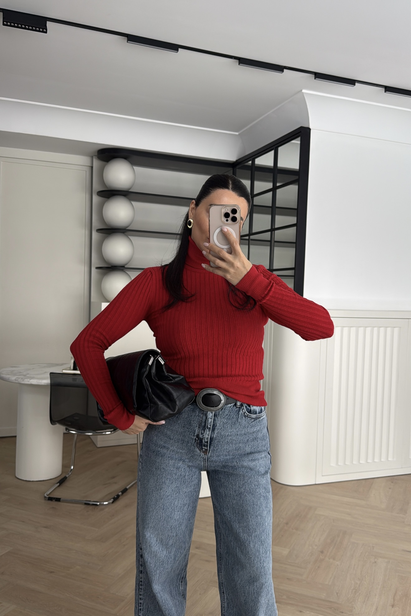 BALIKÇI YAKA TRİKO KAZAK KIRMIZI