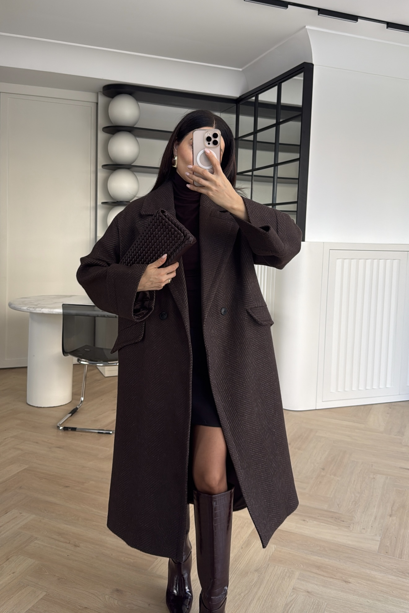 BALIKSIRTI KRUVAZE KABAN KAHVE