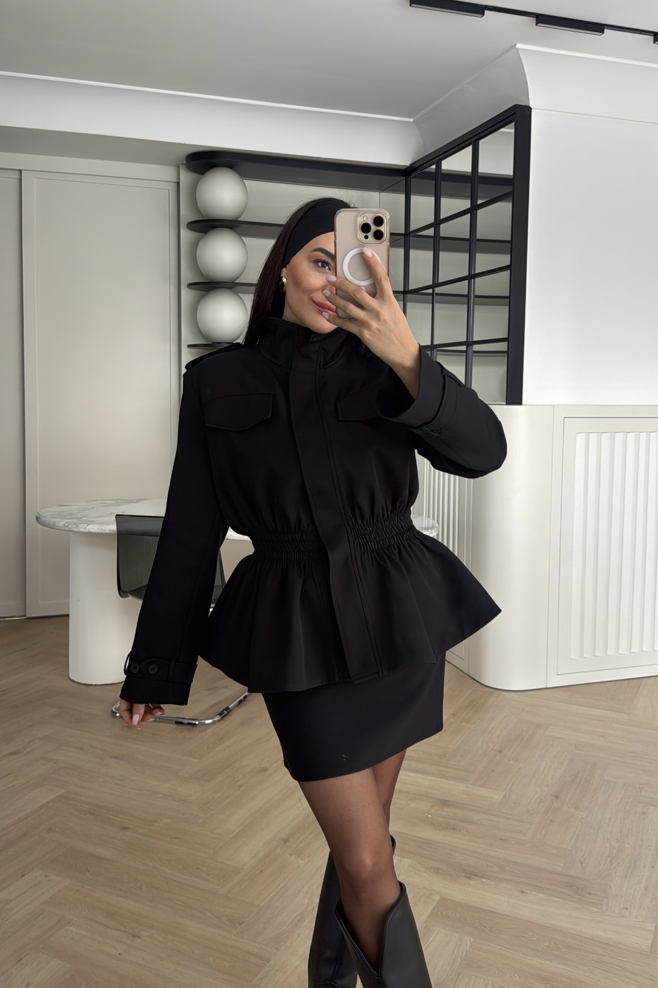 BEL DETEYLI PREMİUM CEKET SİYAH