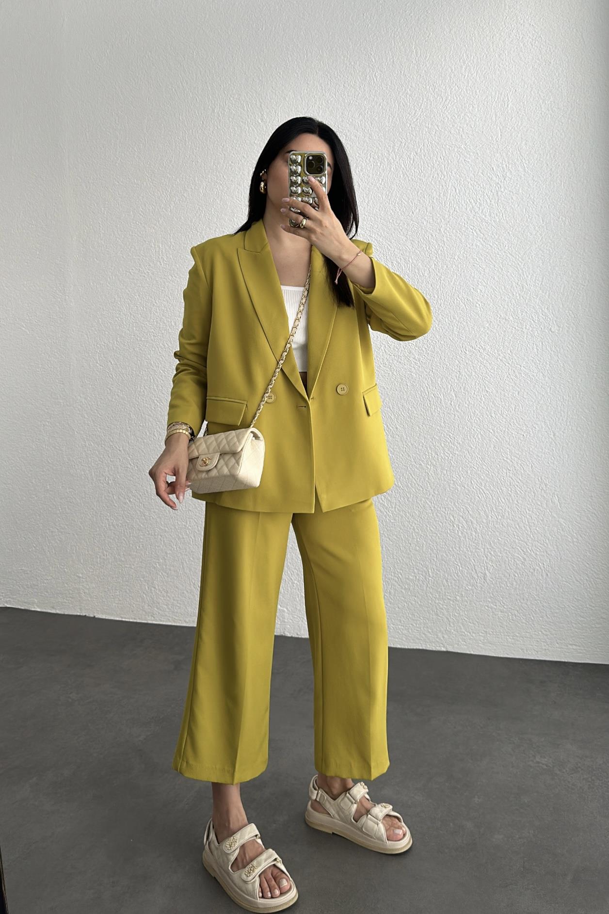 Bilek Boy Pantolonlu Takım Olive