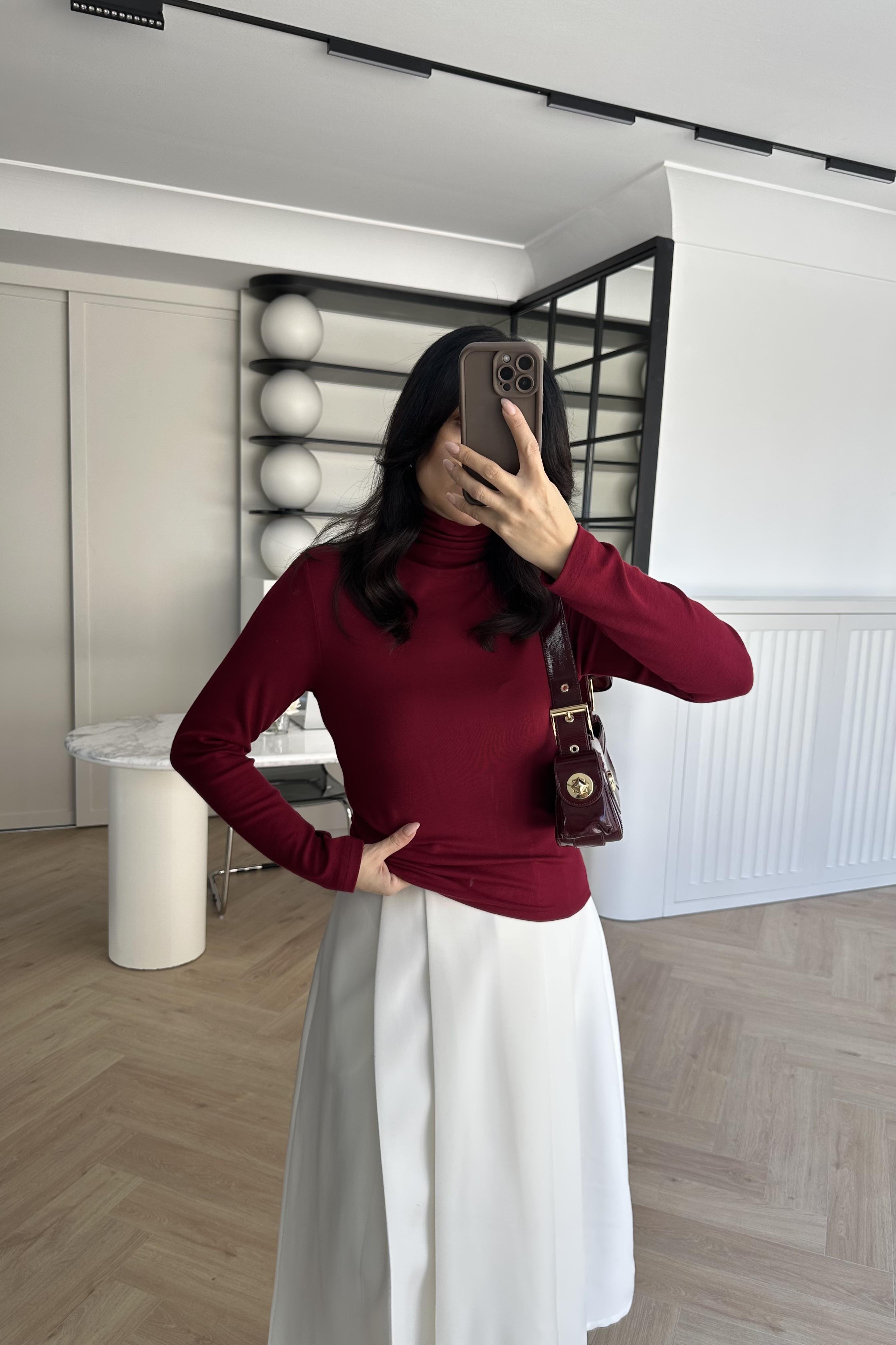 Bordo Massimo Balıkçı Yaka Modal Bluz