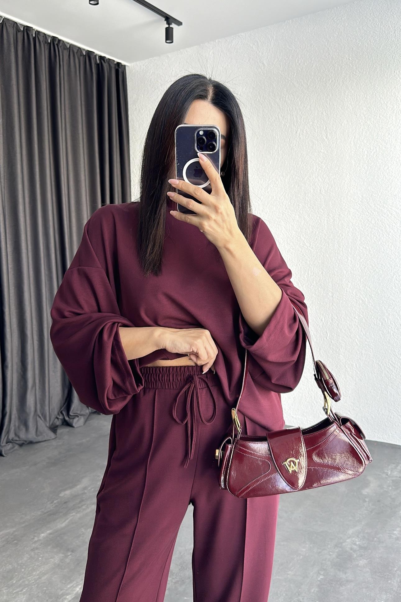 Bordo Modal Kumaş Salaş Takım