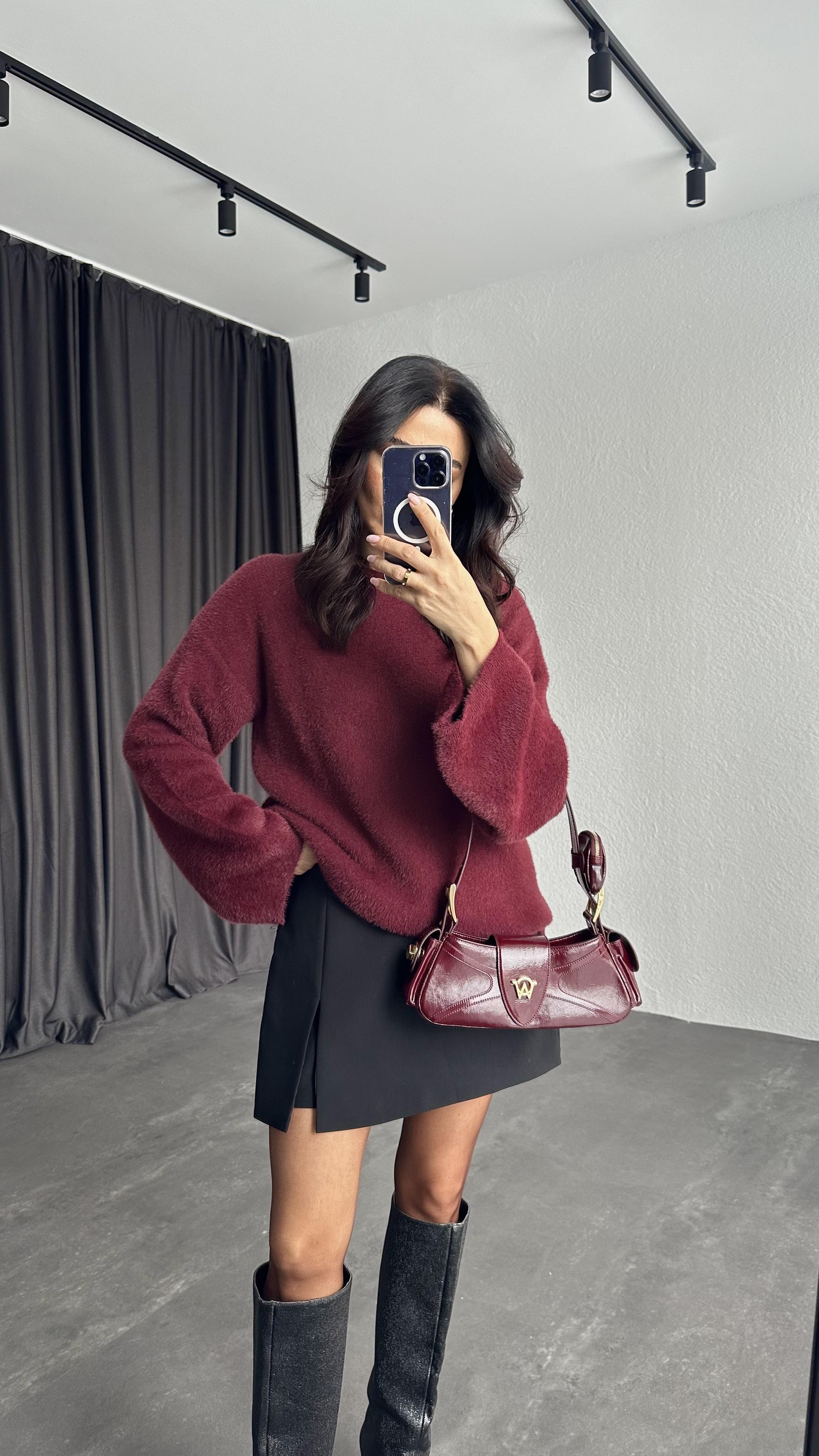 Bordo Sakallı İplik Yumoş Massimo Kazak