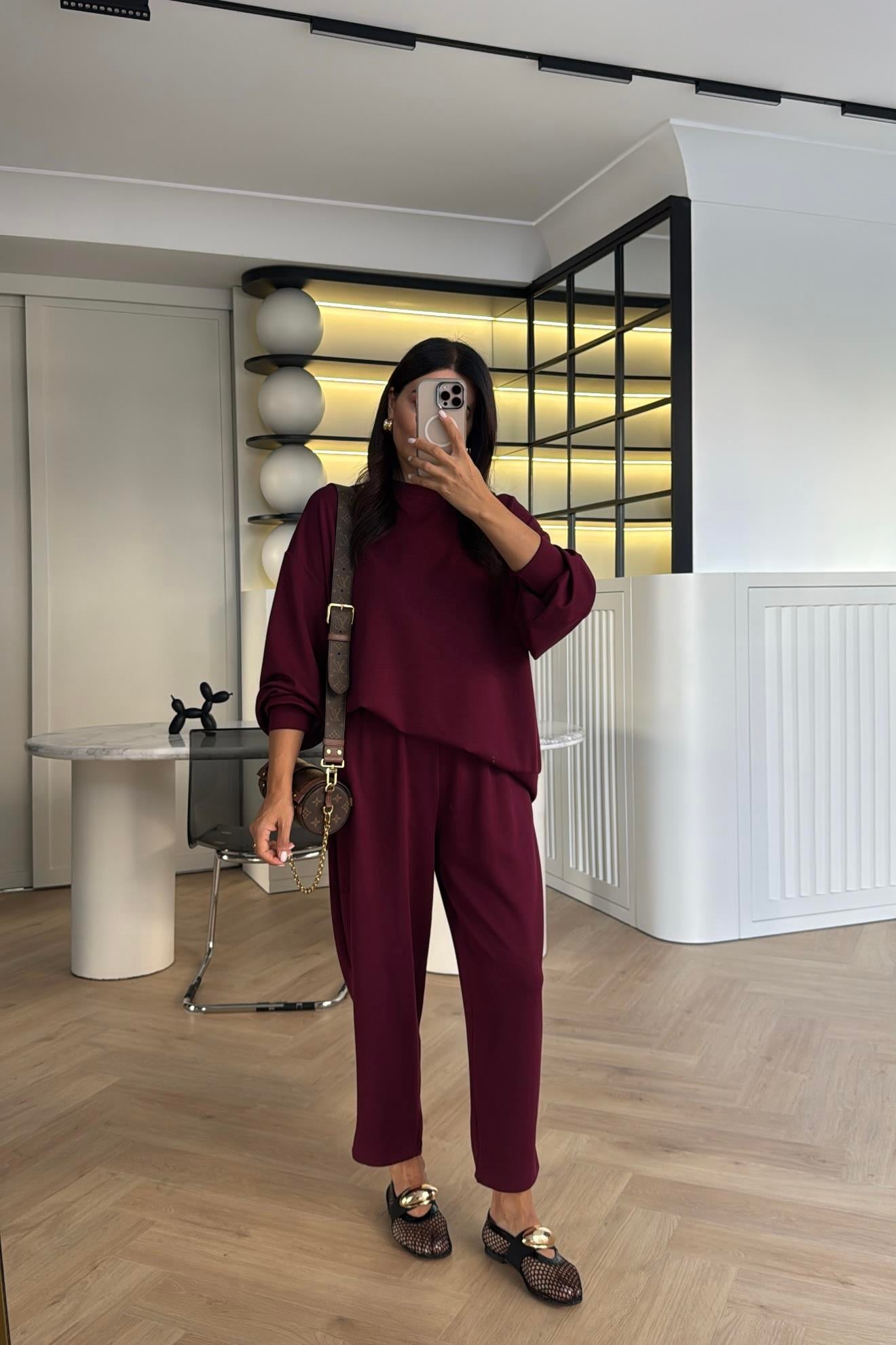 BORDO ŞALVAR MODEL SWEATSHIRT TAKIM 