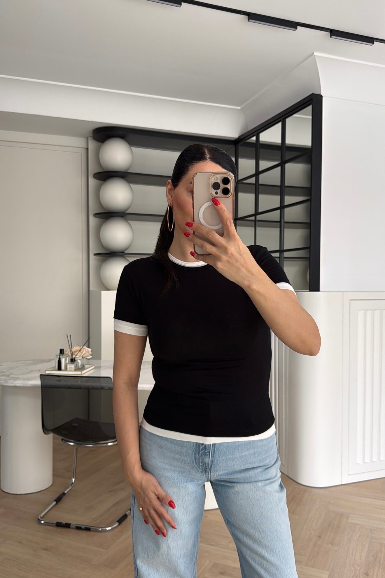 ÇİFT KATMANLI ESNEK DOKULU TİŞÖRT SİYAH 