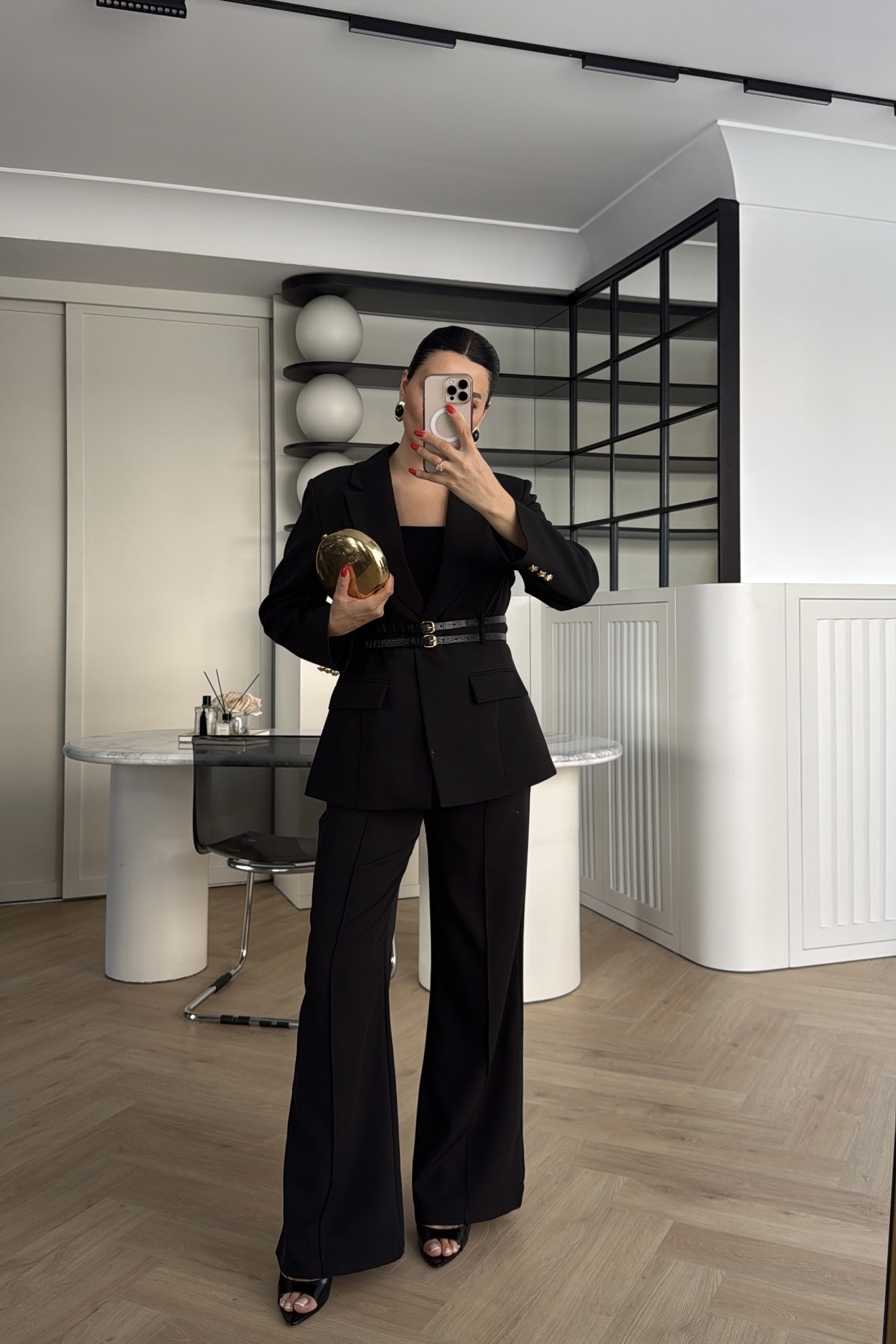 ÇİFT KEMERLİ CEKET PANTOLON TAKIM SİYAH