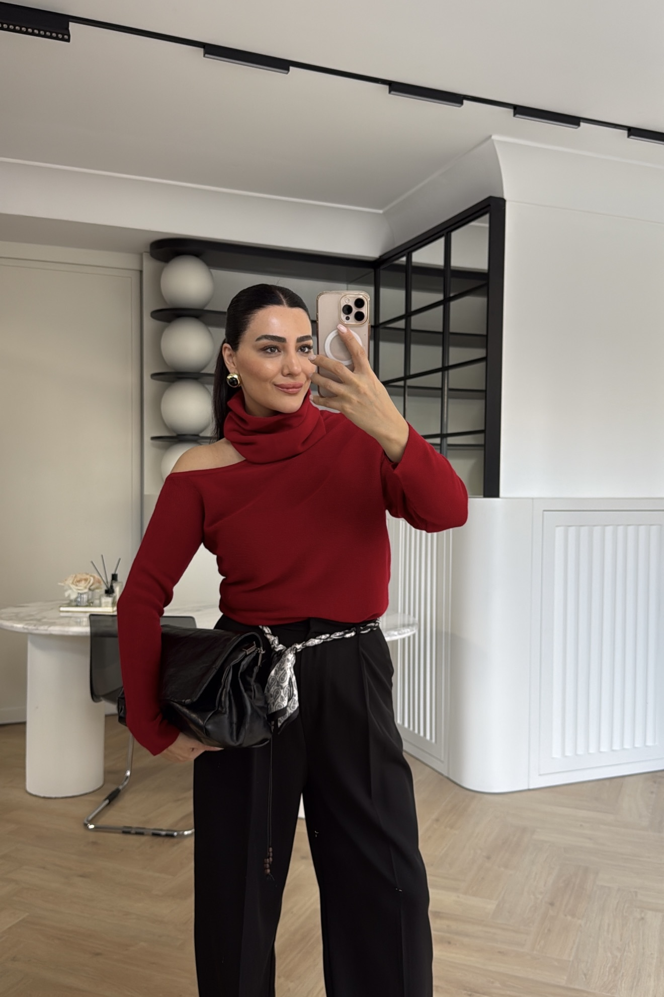 DEGAJE YAKA BOYUNLUKLU KAZAK KIRMIZI 