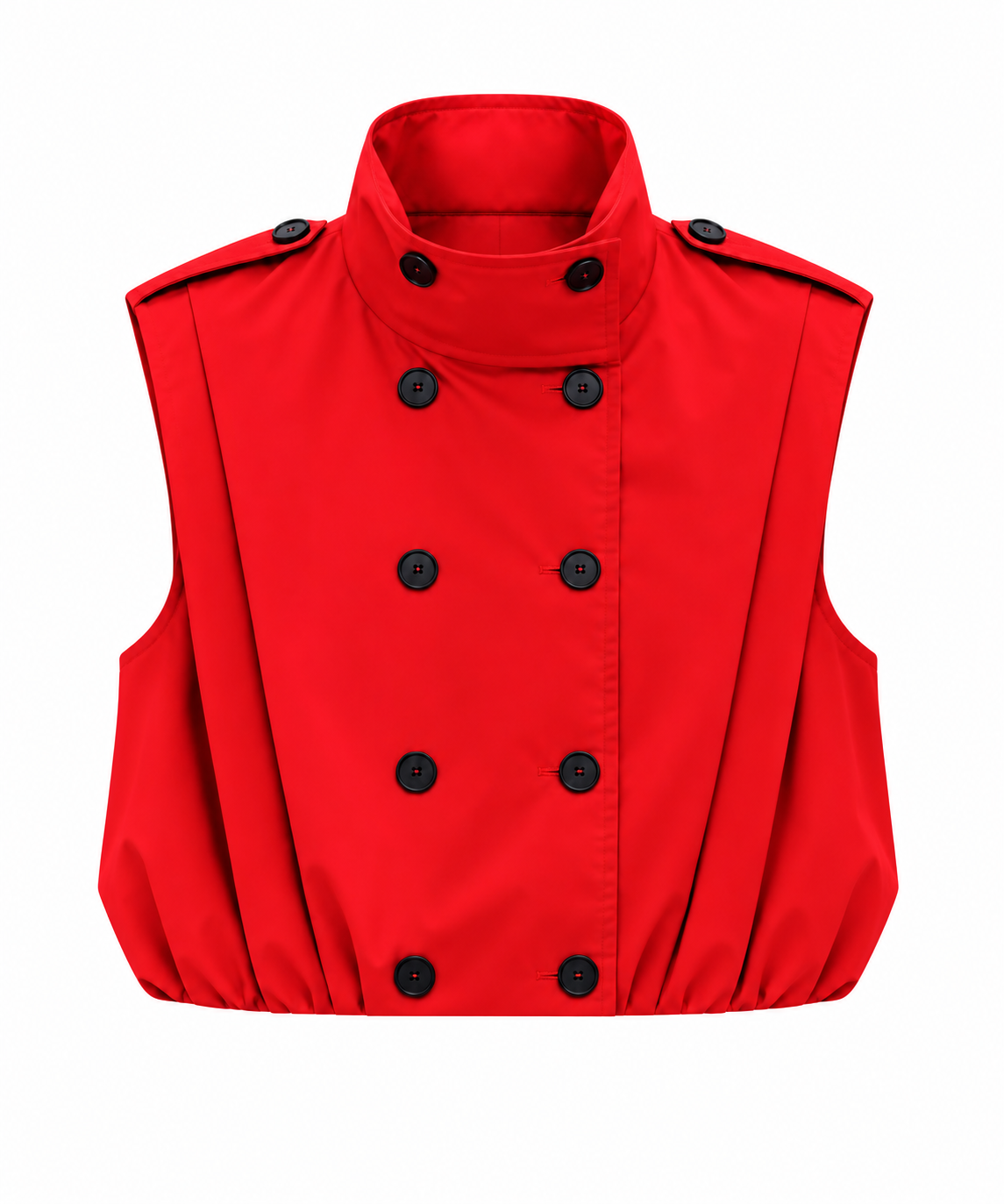 Dik Yaka Apoletli Trenç Yelek Kırmızı