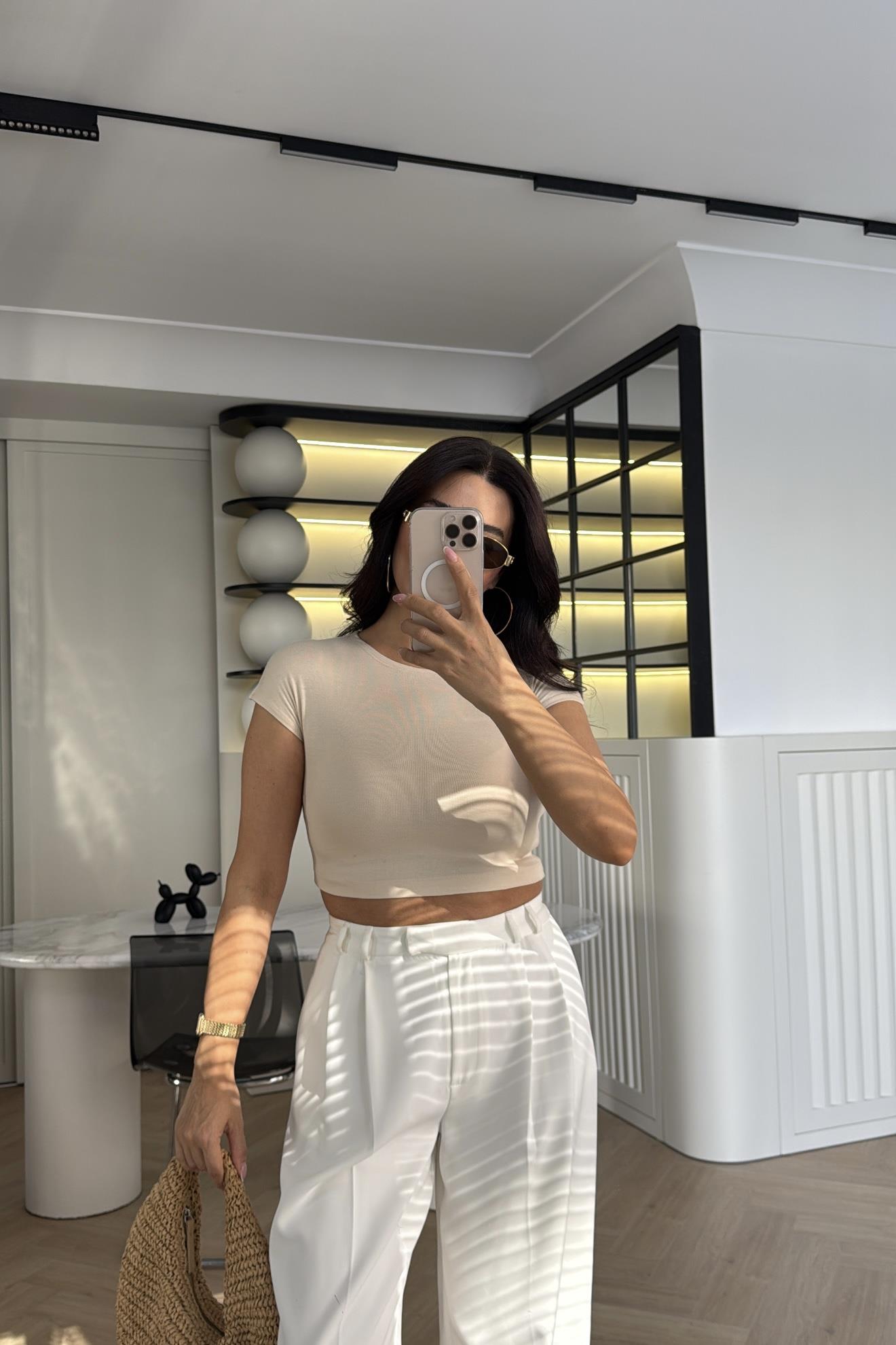 DİLVİN T-KOL MODAL CROP TAŞ