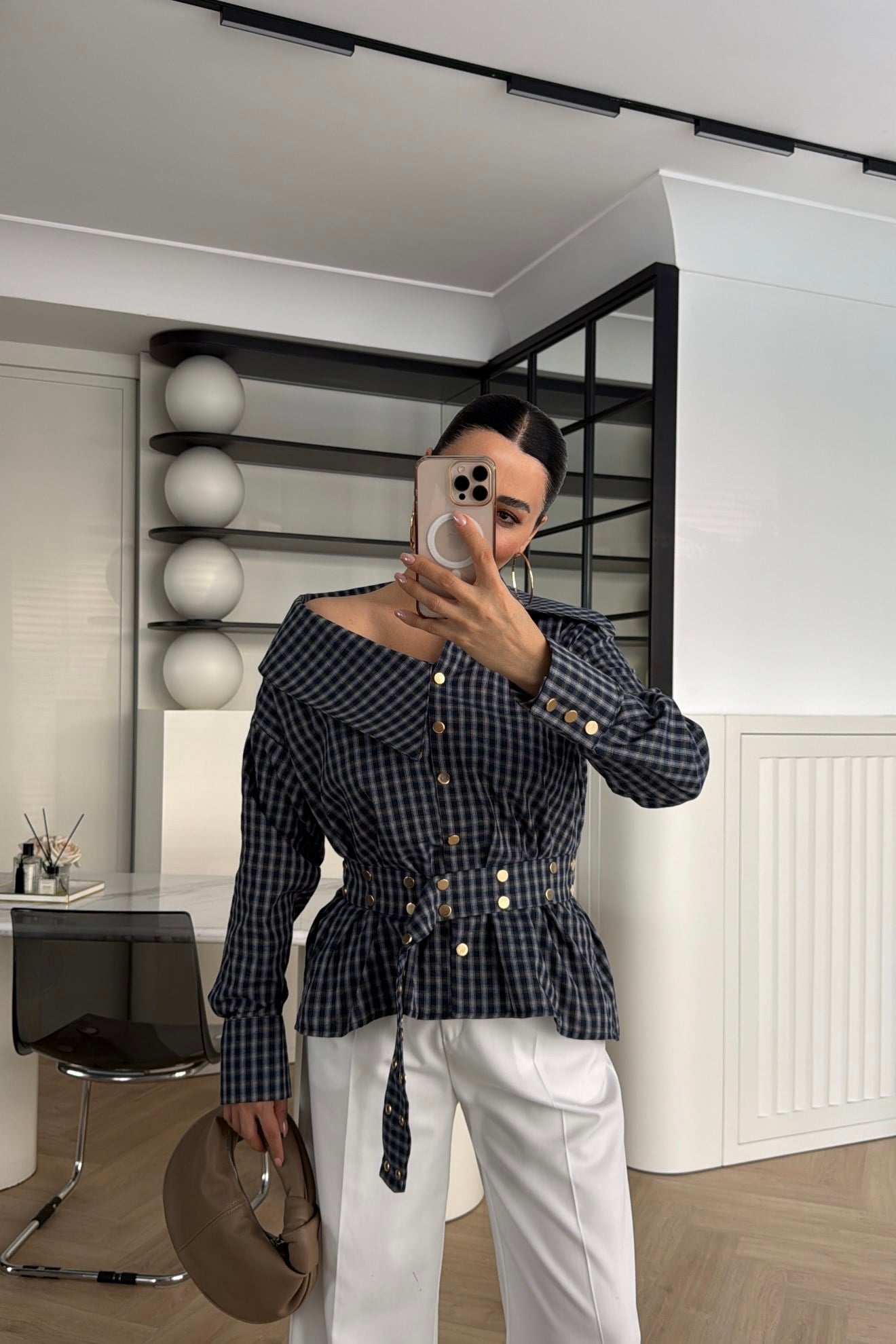 EKOSE DESENLİ TROKLU GÖMLEK LACİ 