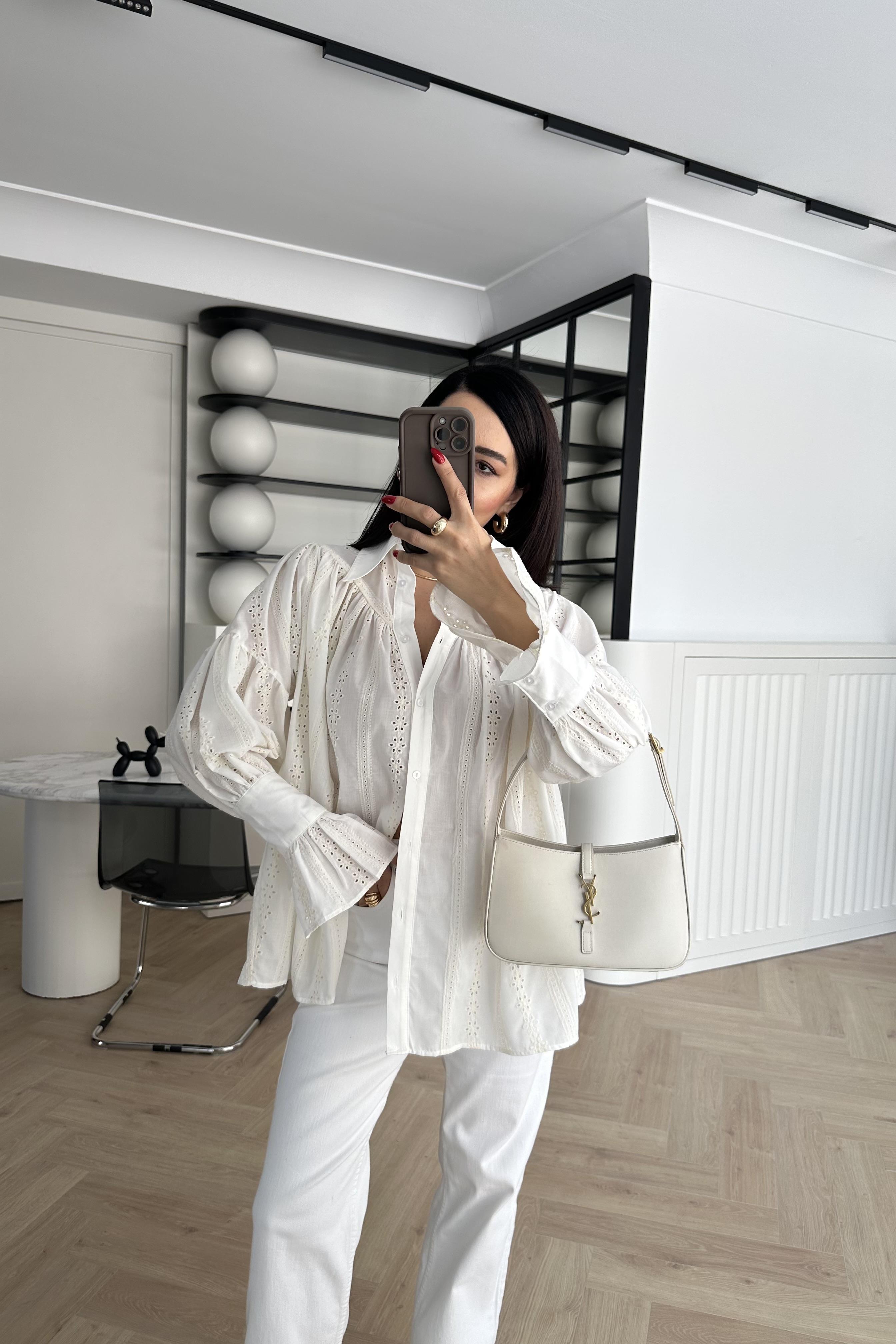 Ekru Kol Detaylı Fisto Gömlek 