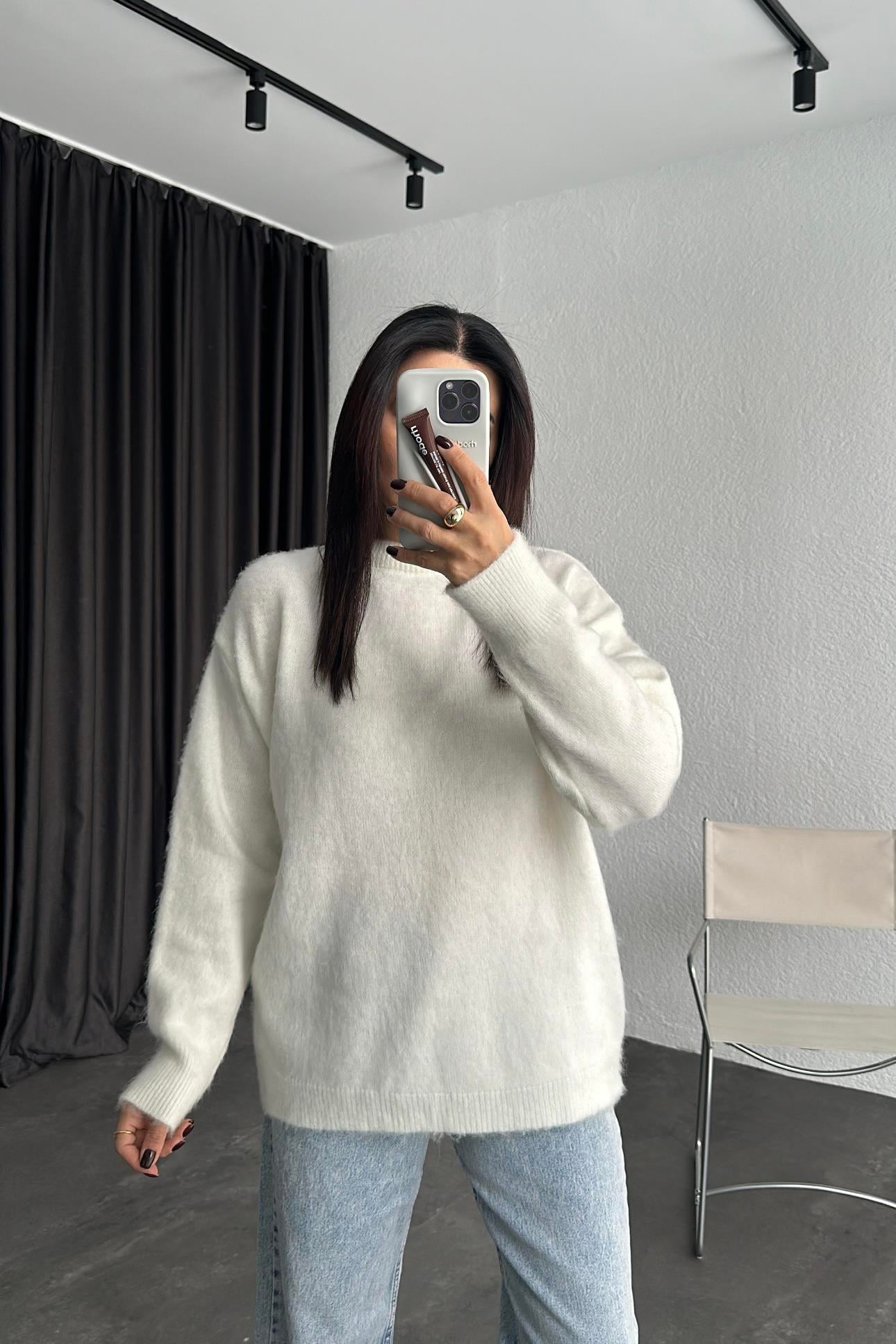 Ekru Marka Model Bisiklet Yaka Şardonlu Basic Triko Kazak 