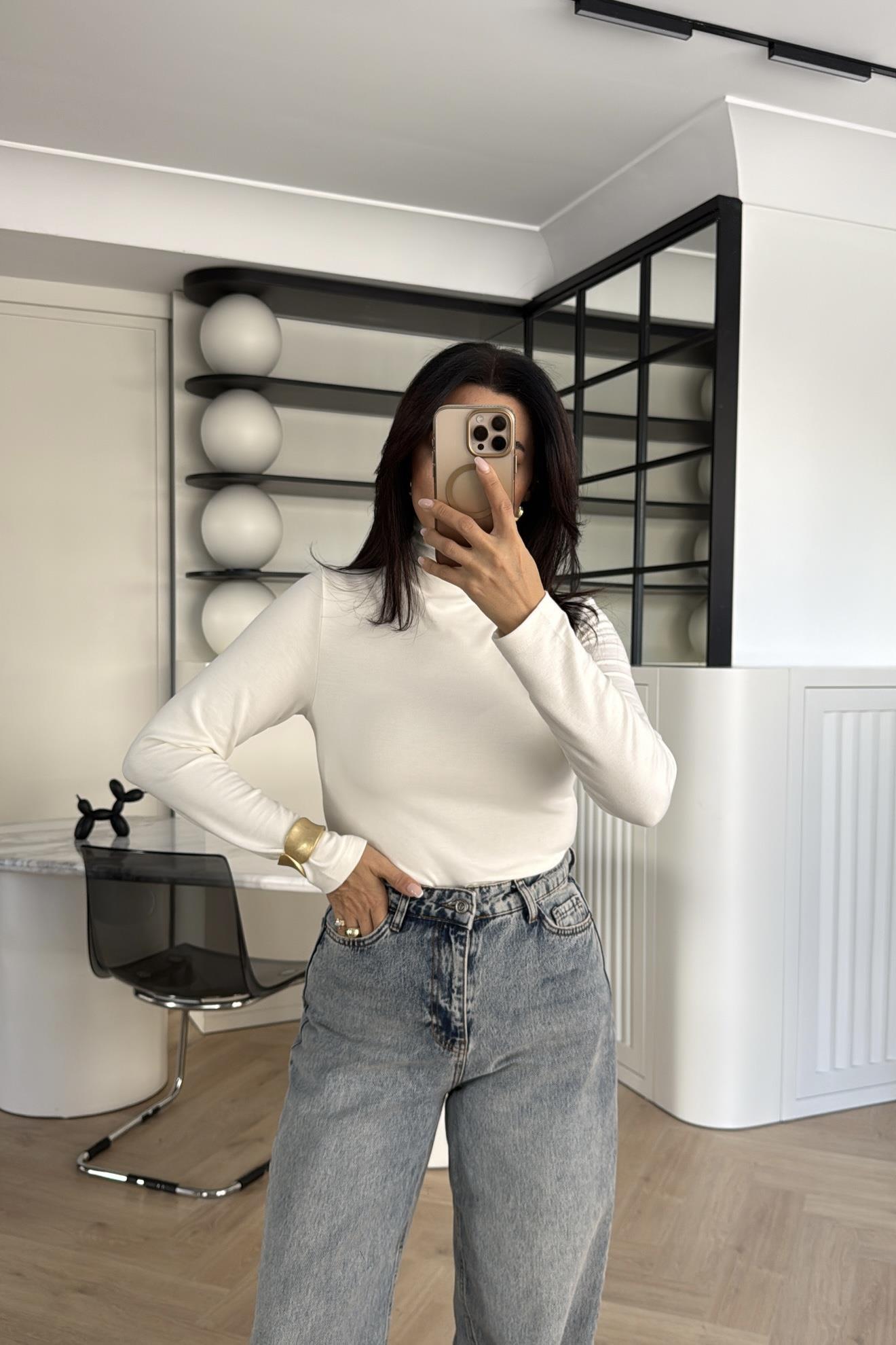 EKRU MASSİMO MODEL BALIKÇI YAKA MODAL BLUZ