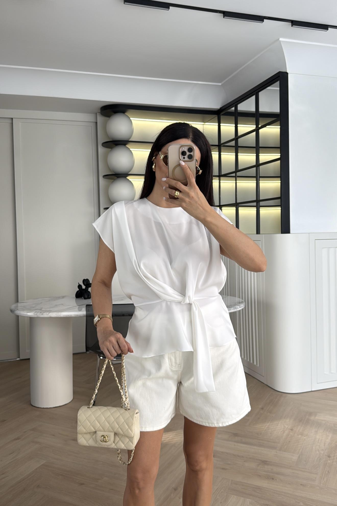 EKRU PREMİUM SATEN BLUZ