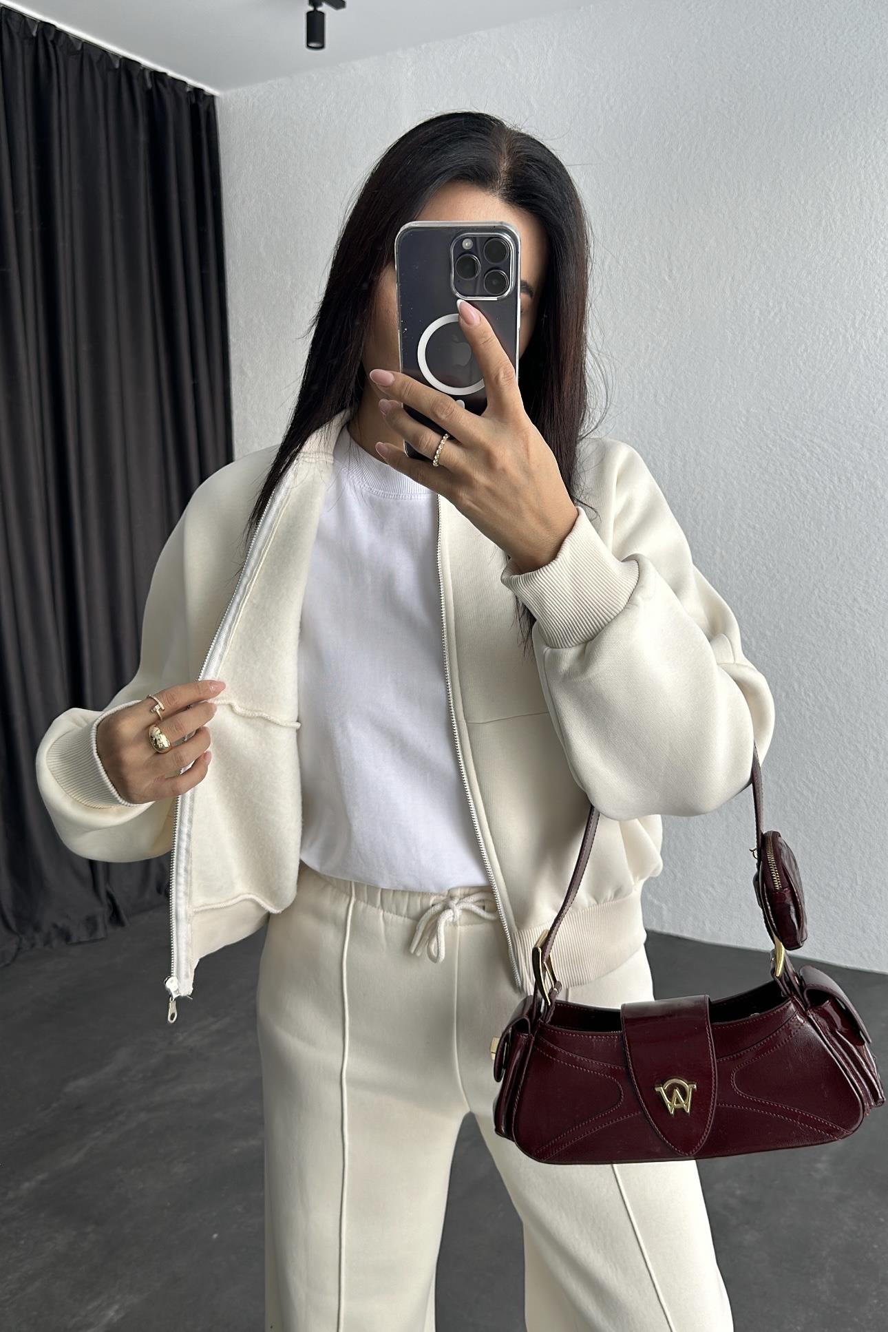 Ekru Renk Şardonlu Zr Model Eşofman Takım