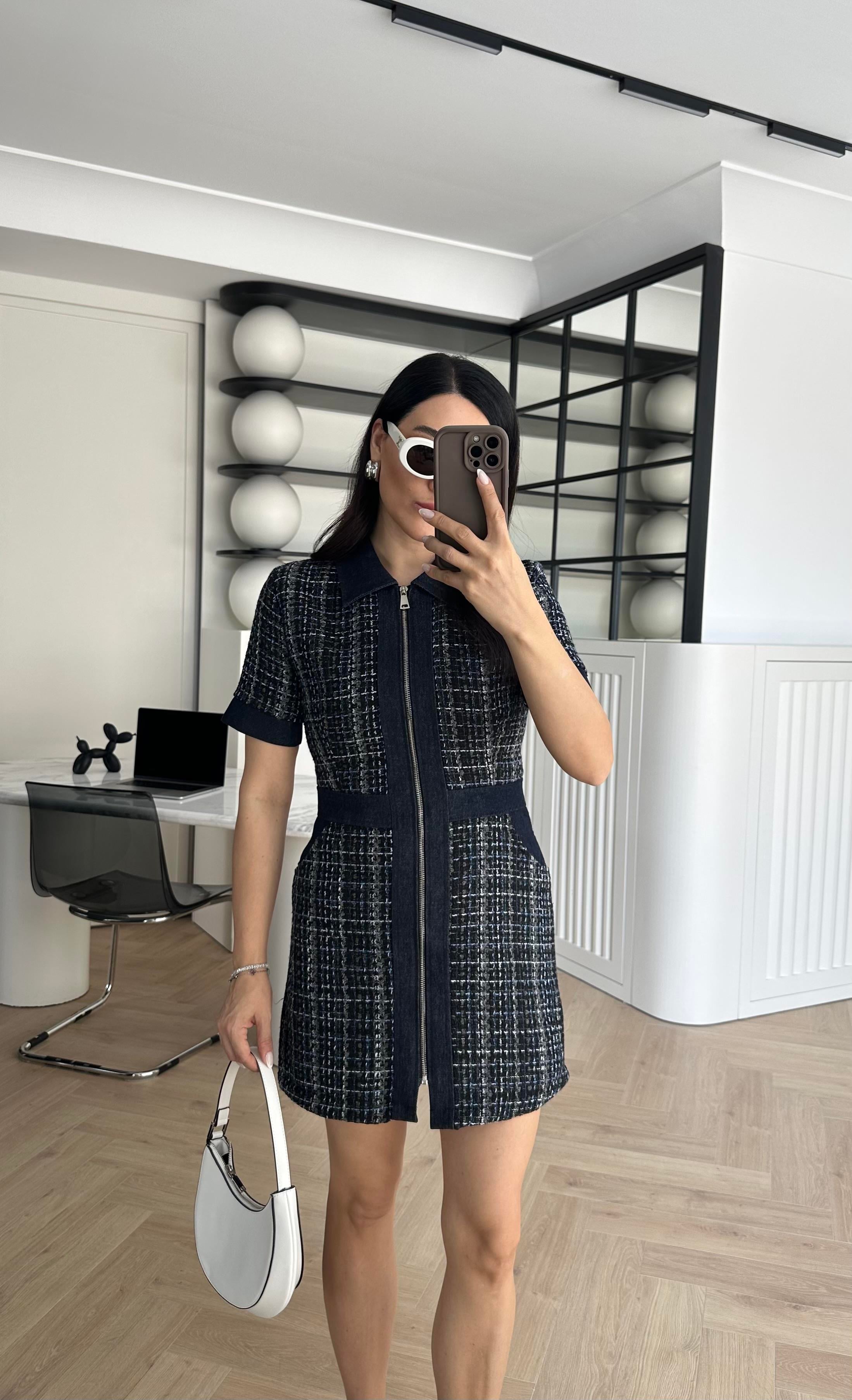 Fermuarlı İçi Astarlı Denim Detay Elbise