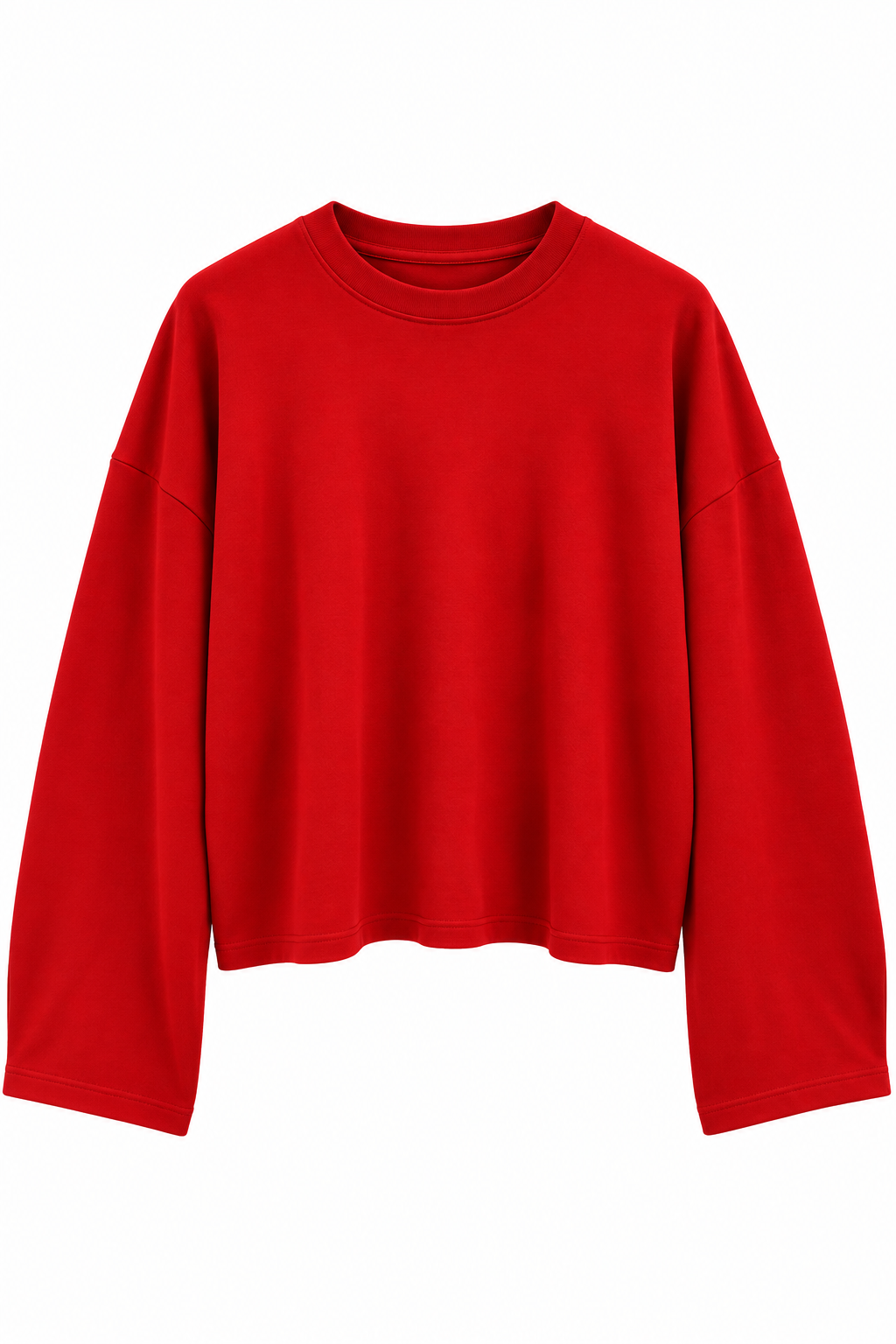 Geniş Kol Detay Basic T-shirt Kırmızı