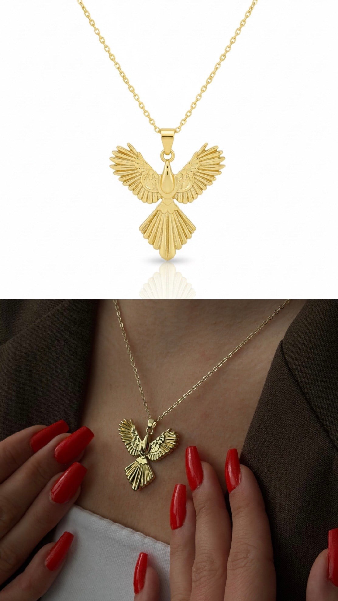 GOLD RENK ANKA KUŞU KOLYE