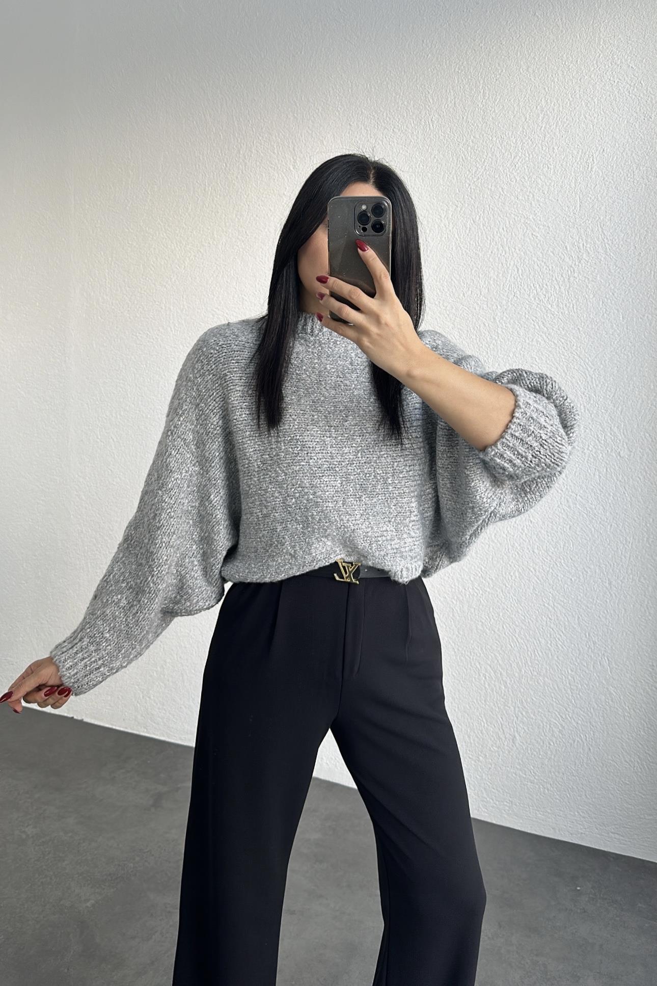 Gri Renk Marka Model Triko Kazak