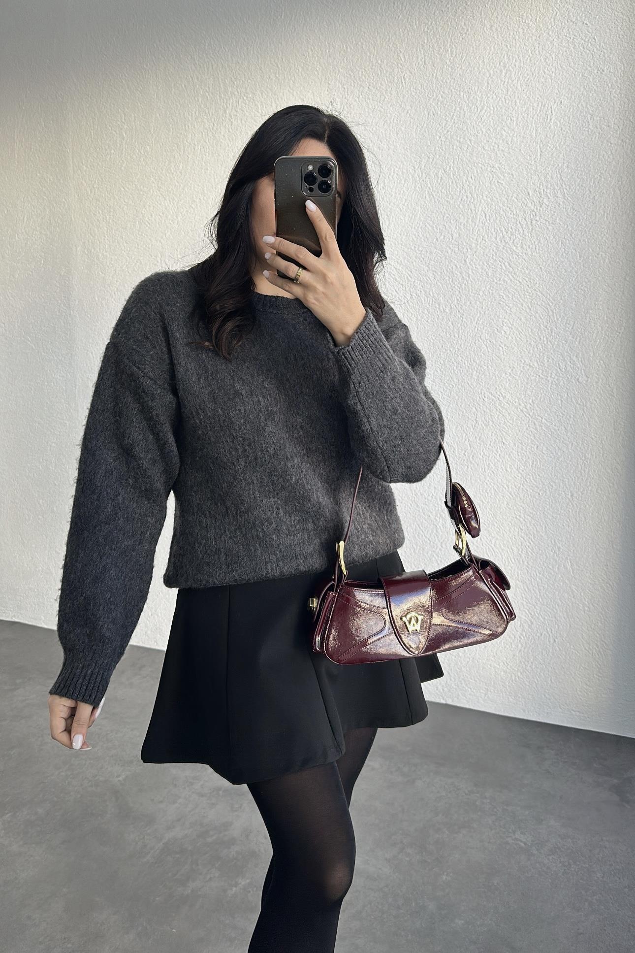 Gri Renk Şardonlu Kazak