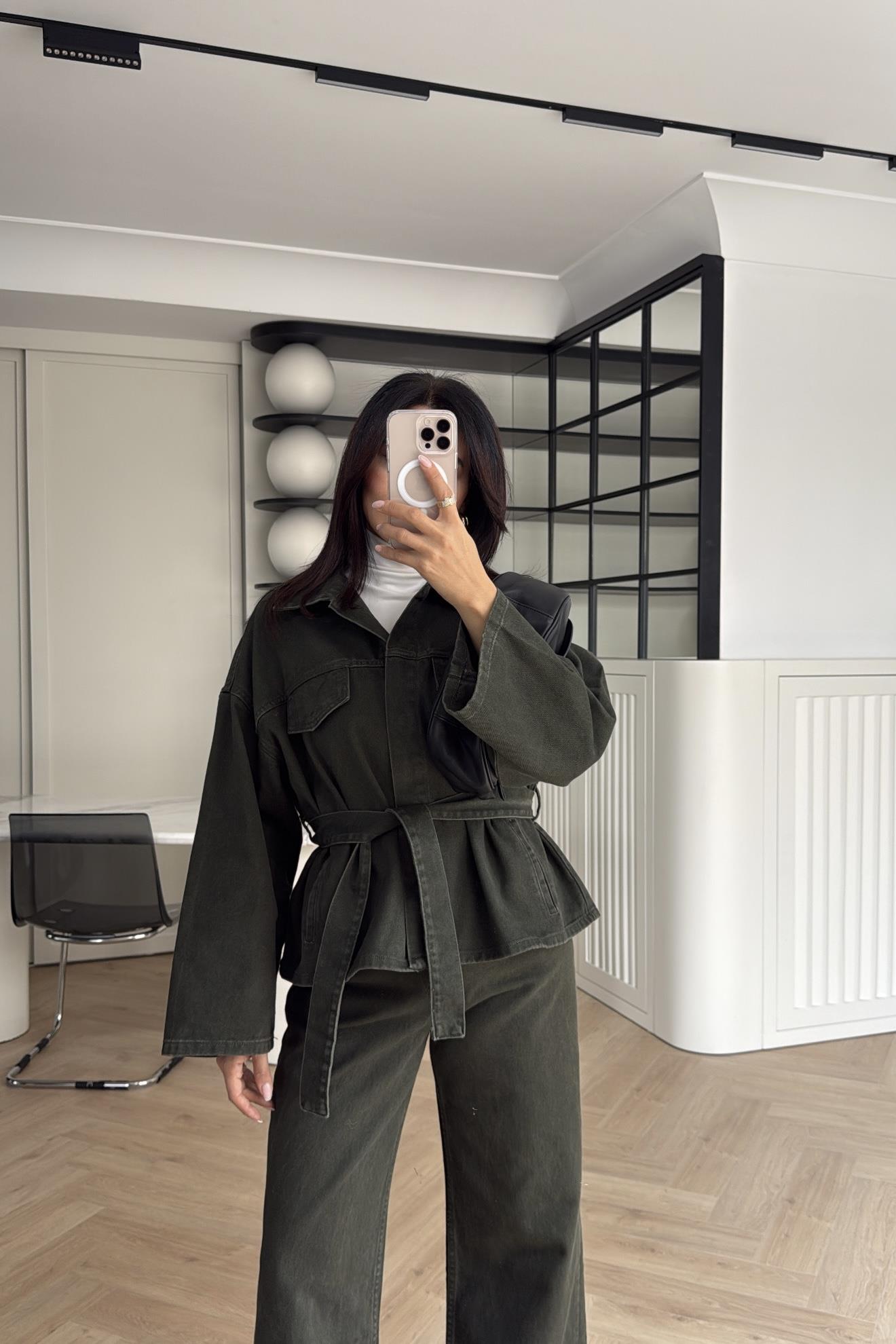 HAKİ KUŞAKLI DENİM TAKIM