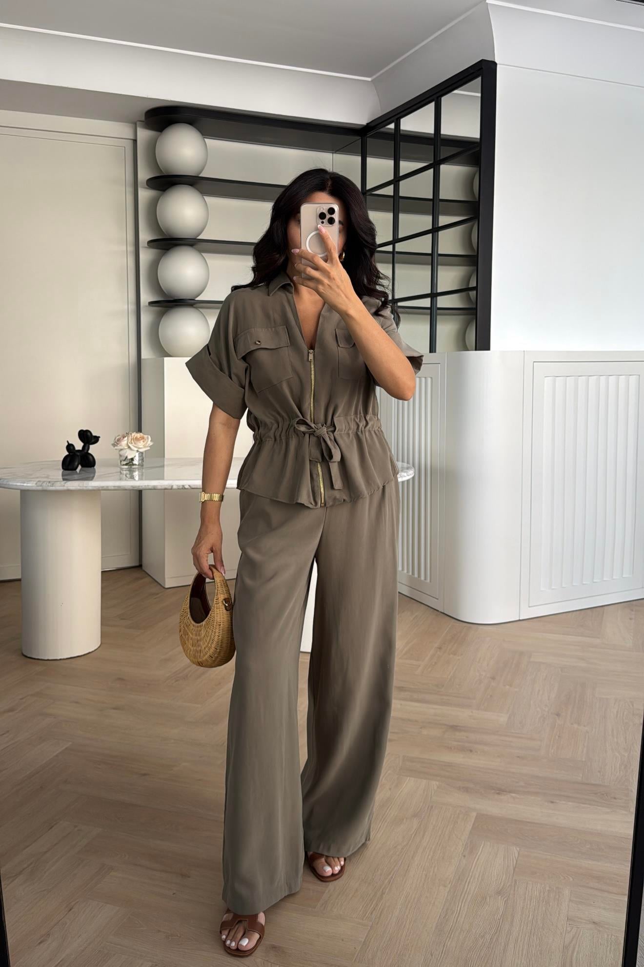 HAKİ TENSEL KUMAŞ PANTOLON GÖMLEK TAKIM