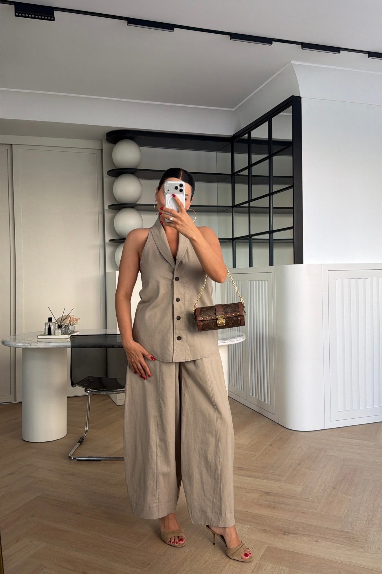 HALTER YAKA KETEN TAKIM BEJ 