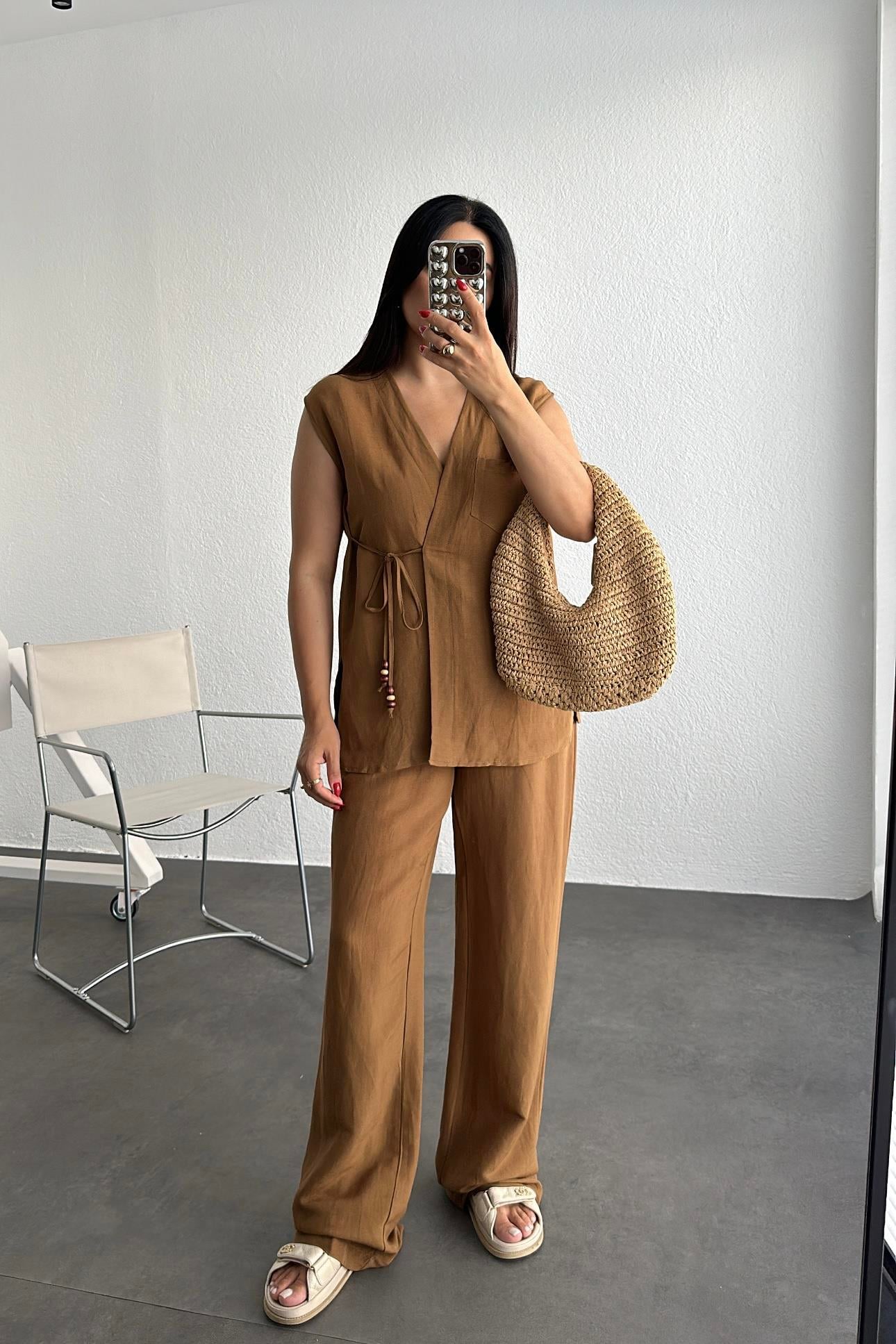 Ham Keten Kahve Premium Takım