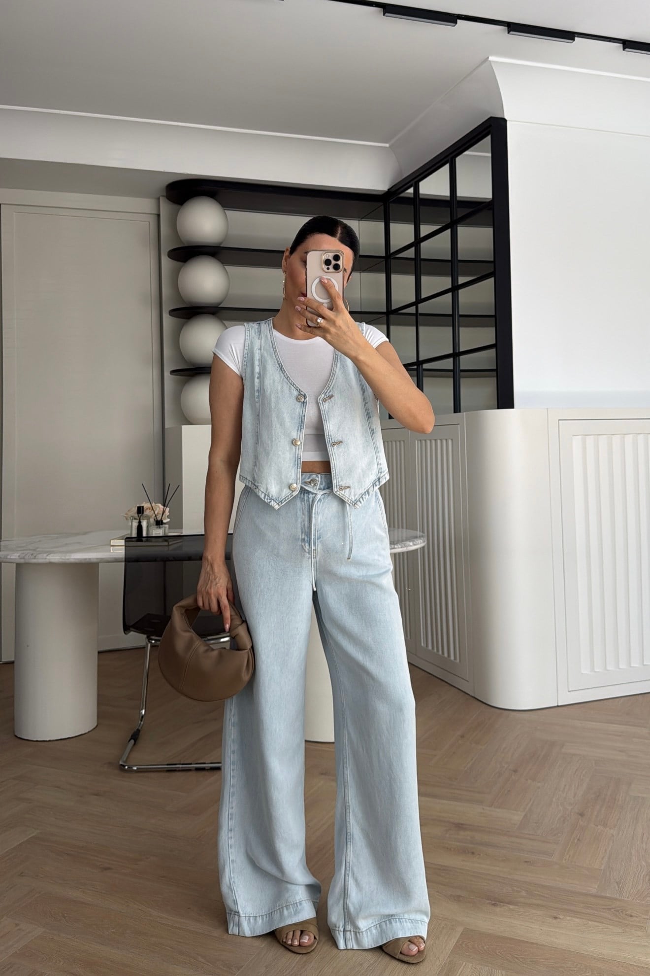 İP DETAYLI YELEKLİ TENCEL TAKIM BUZ MAVİ 