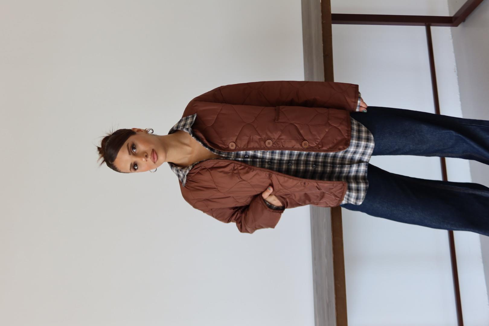 KAHVE CEPLİ KAPİTONE CEKET