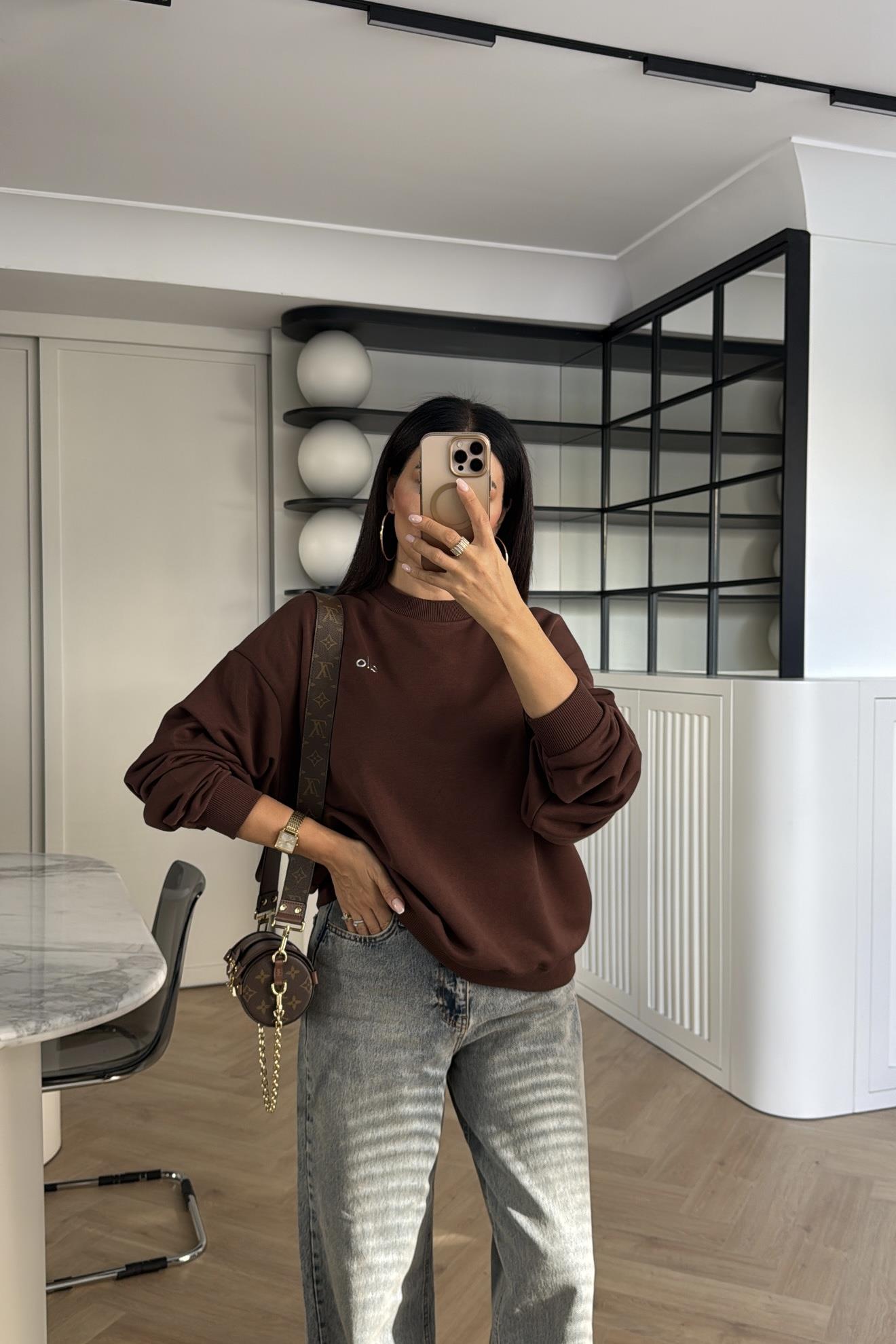 KAHVE MARKA SLOGANLI SWEATSHİRT