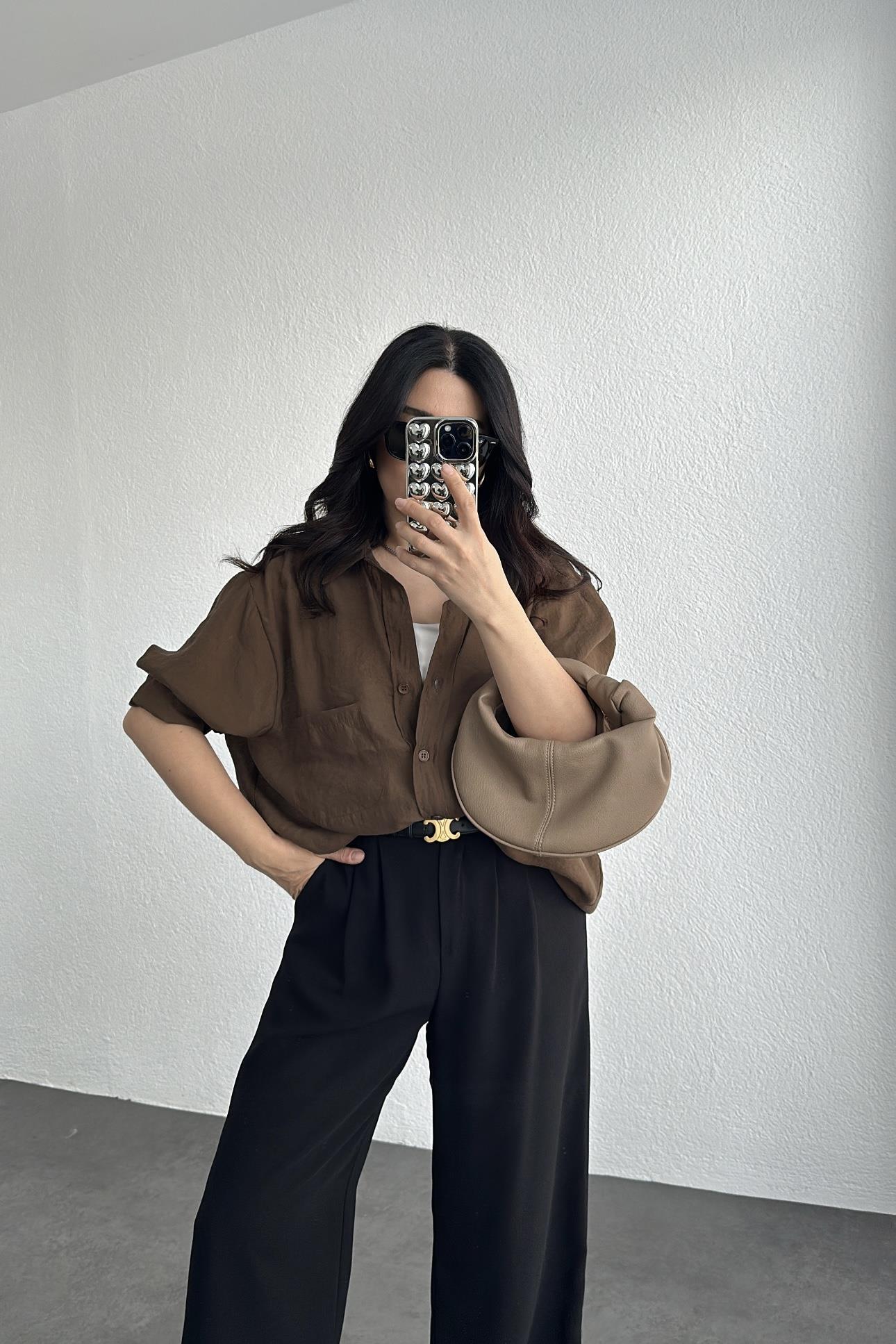 Kahve Oversize Gömlek