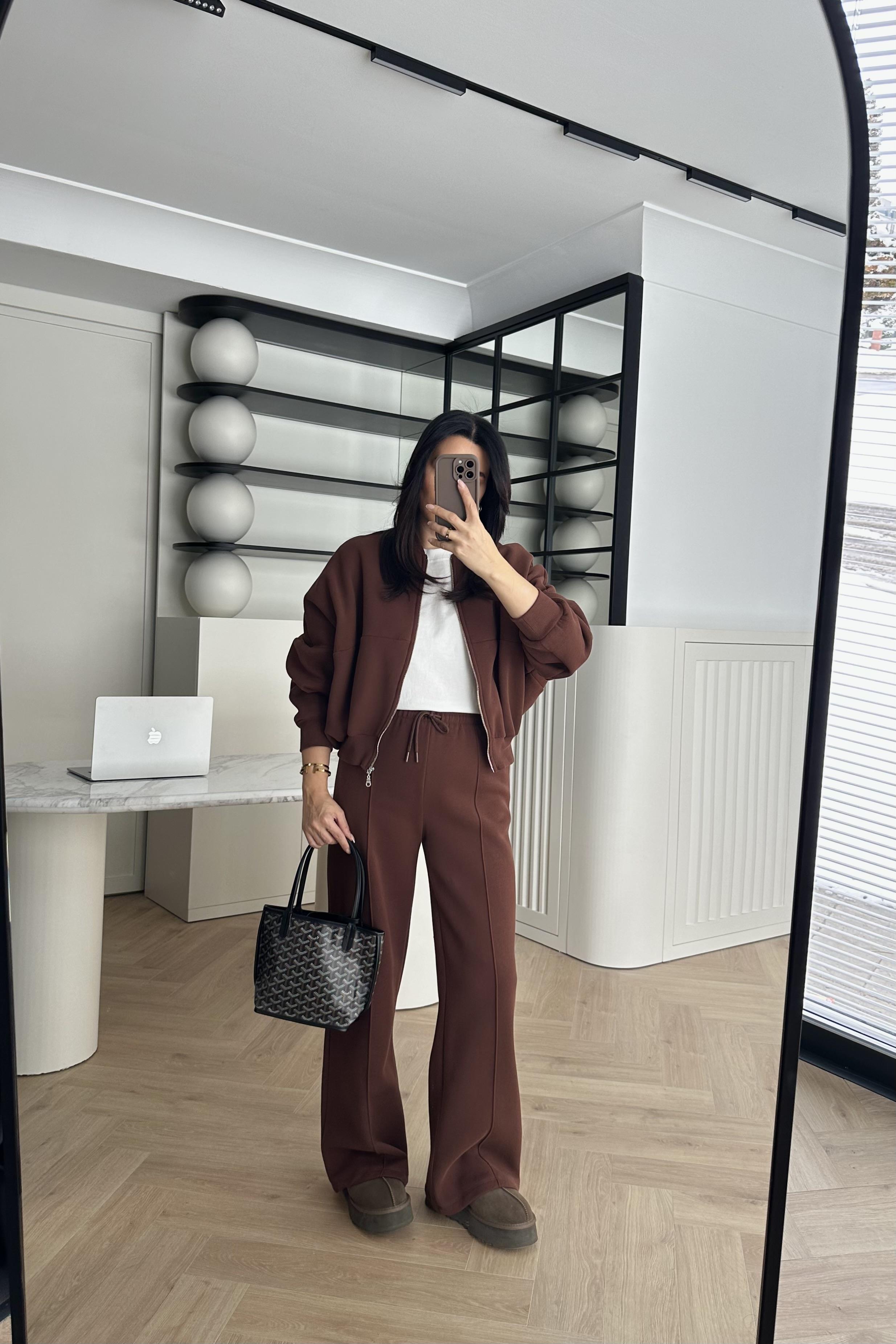 Kahve Şardonlu Zr Model Eşofman Takımı