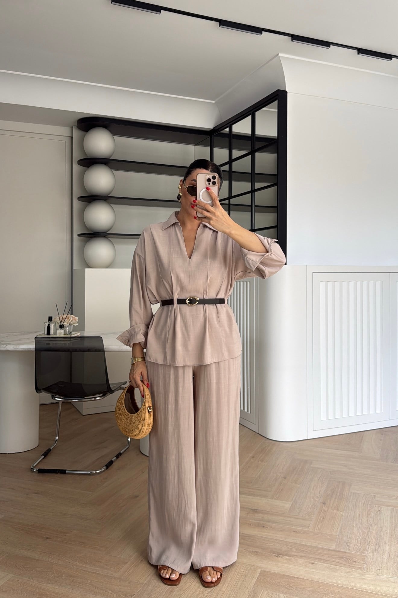 KEMER DETAYLI KETEN TAKIM BEJ 