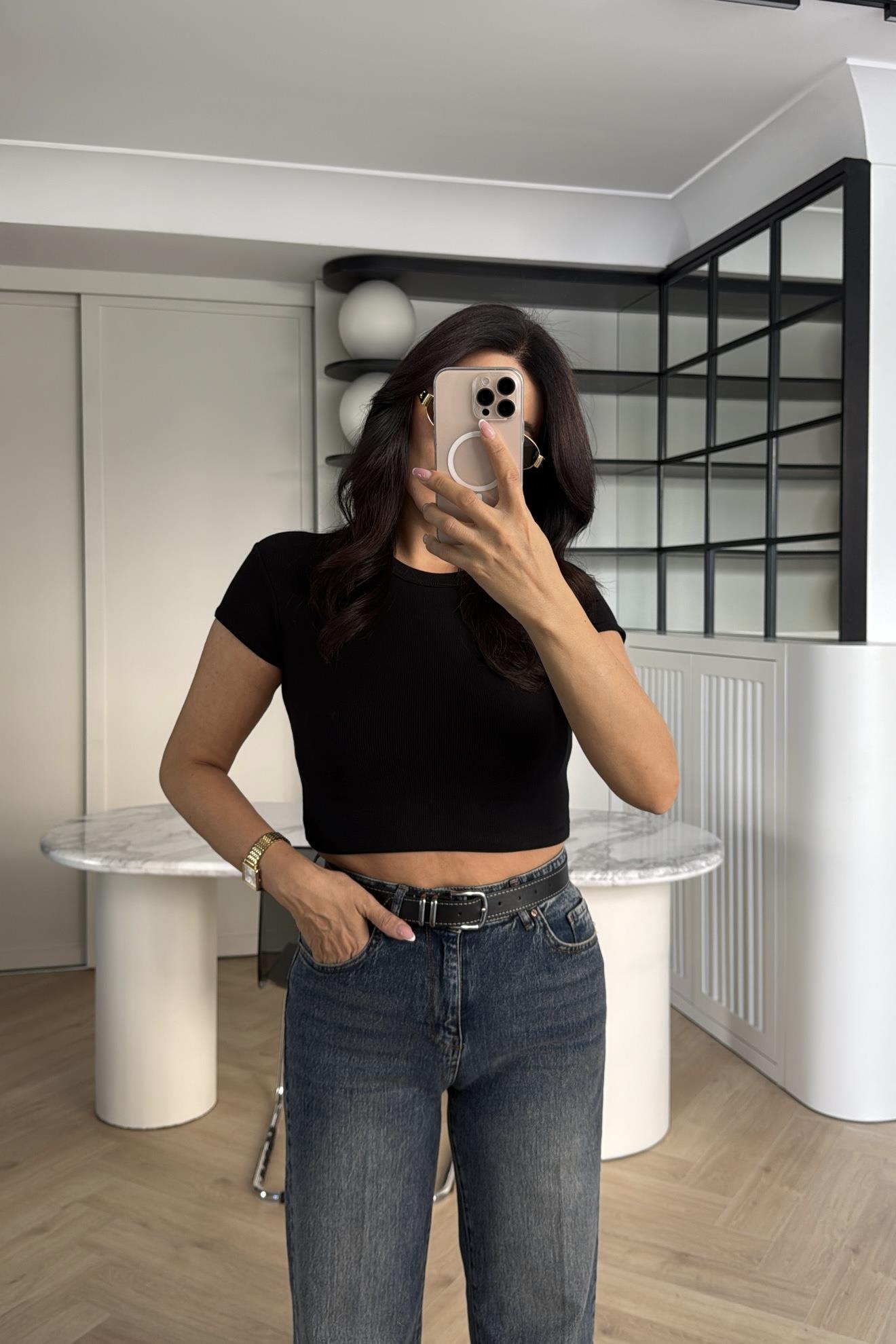 KEMERLİ KESİK PAÇA KOYU MAVİ JEAN