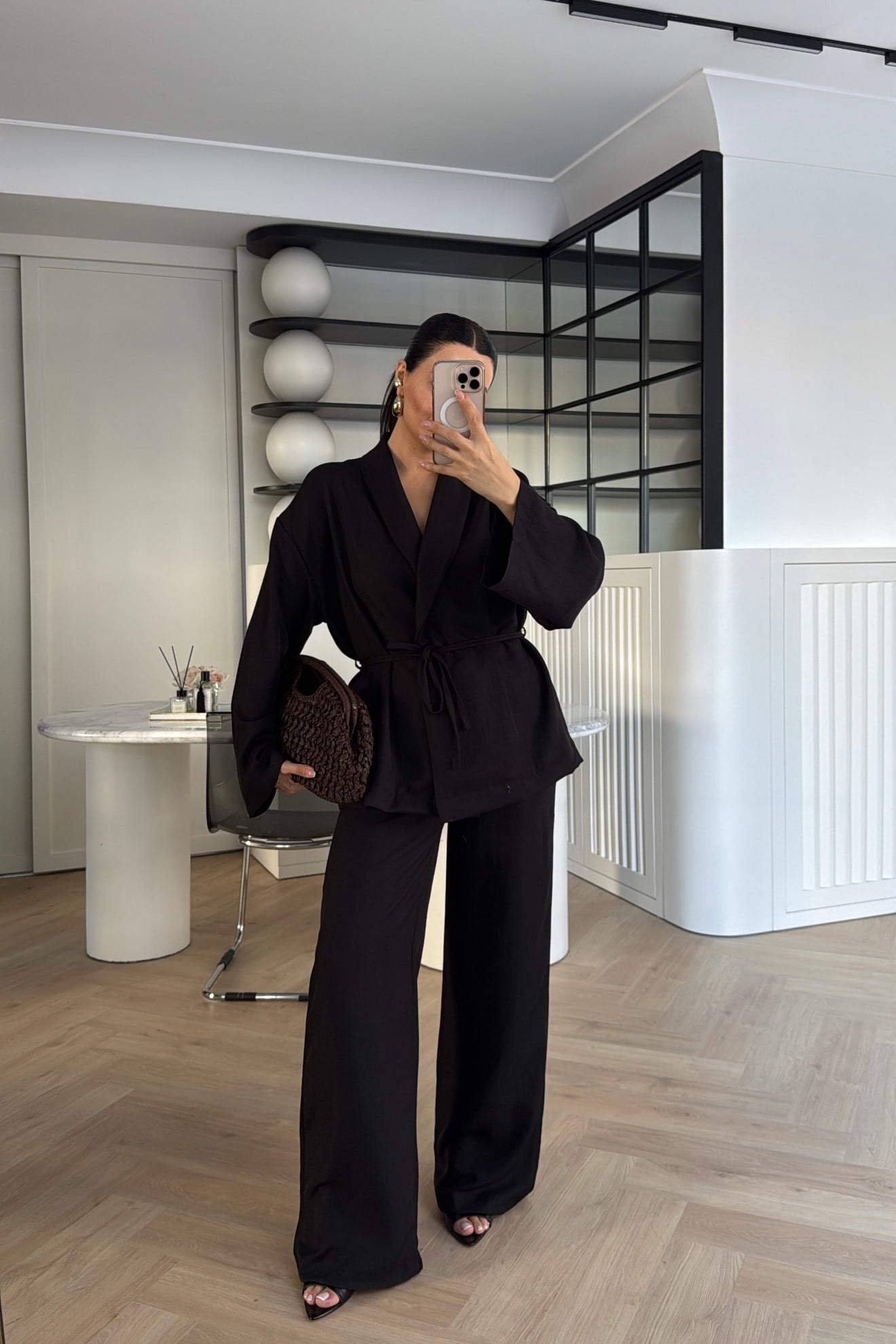 KETEN KİMONO TAKIM SİYAH