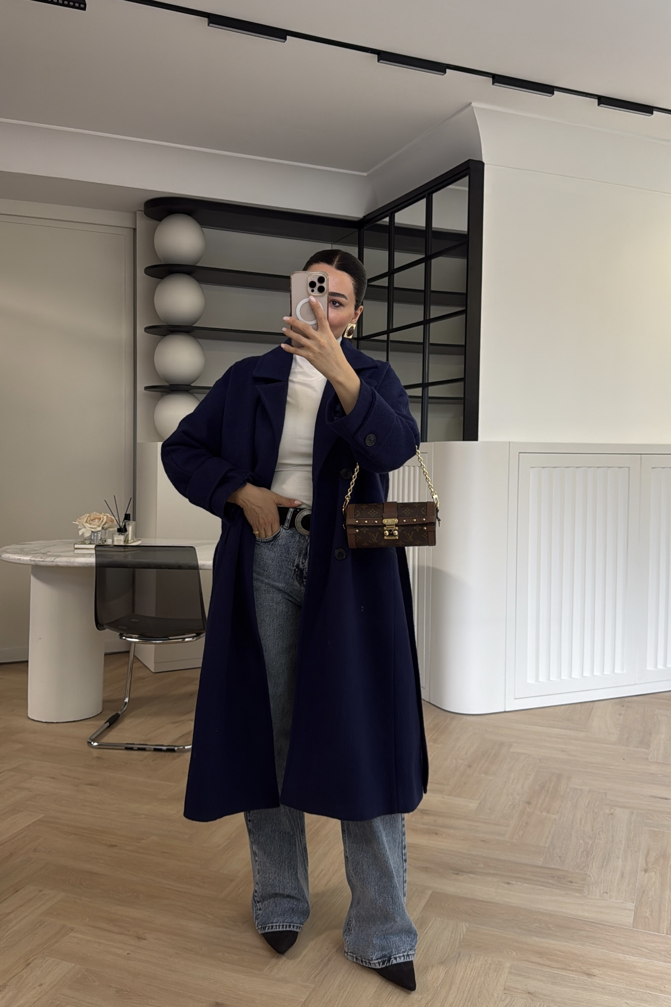 KOL DETAYLI KABAN LACİVERT 