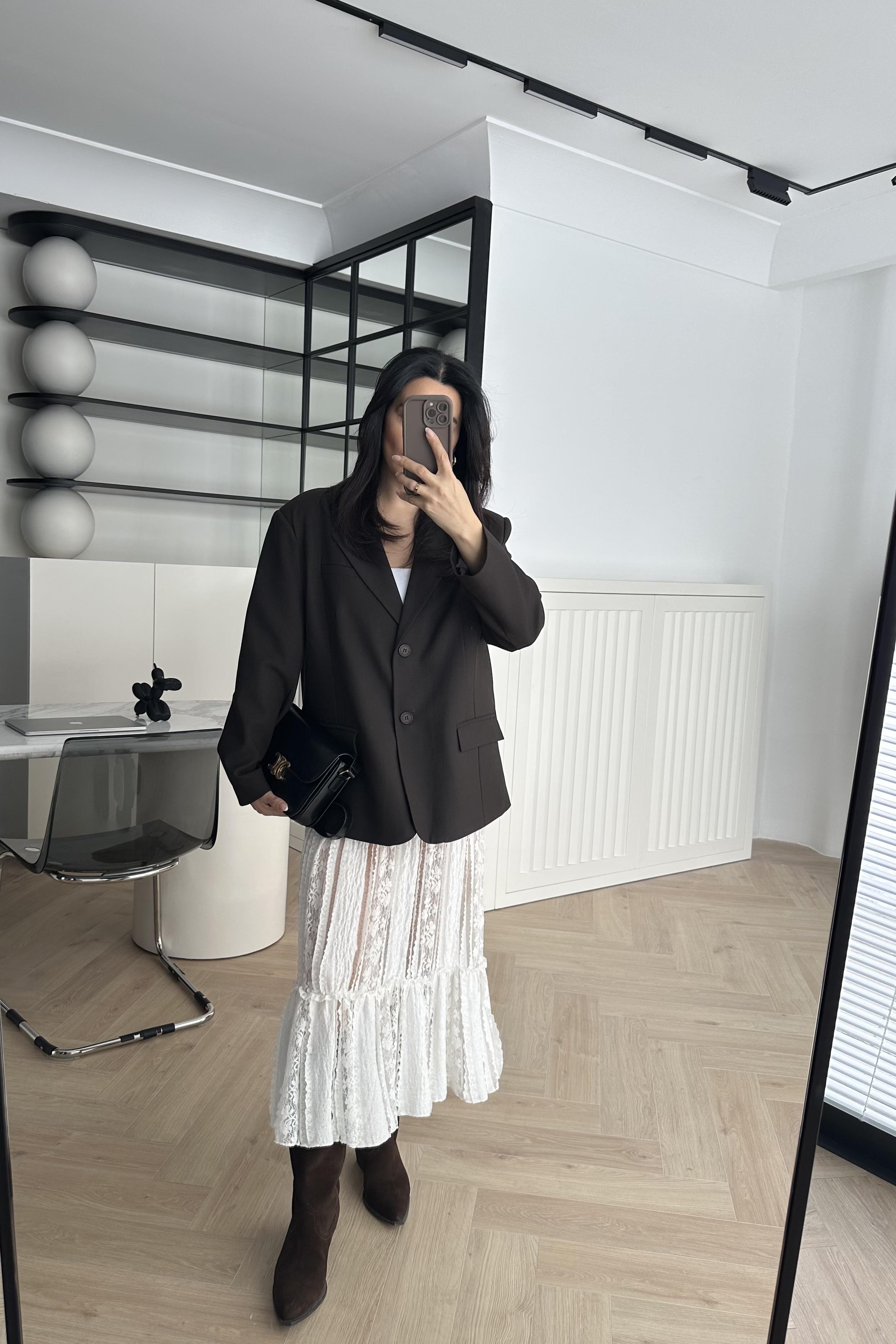 Koyu Kahve Astarlı Premium Lazer Ceket