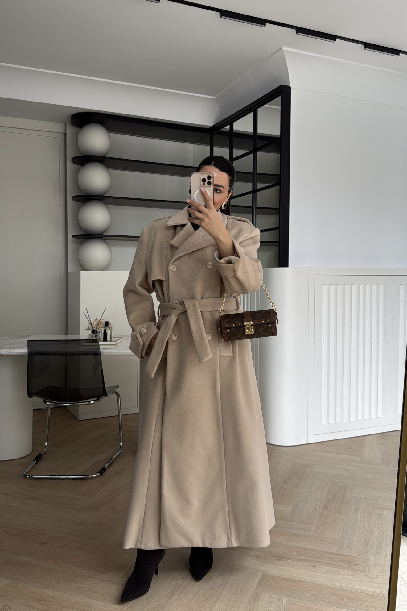 KUŞAKLI MAXİ BOY KABAN VİZON 