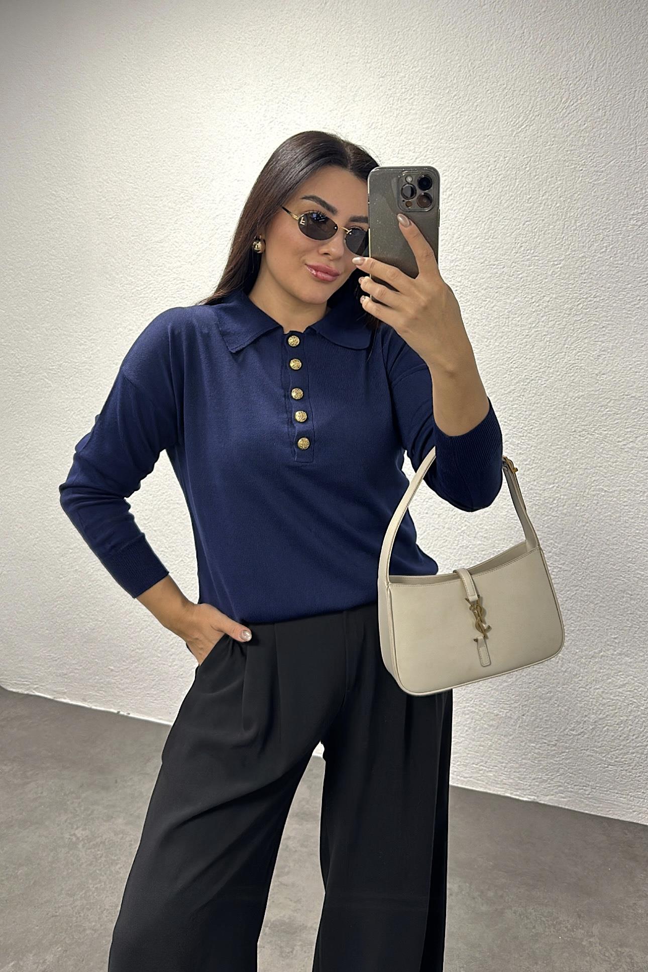 Laci Gold Düğmeli Polo Yaka Triko