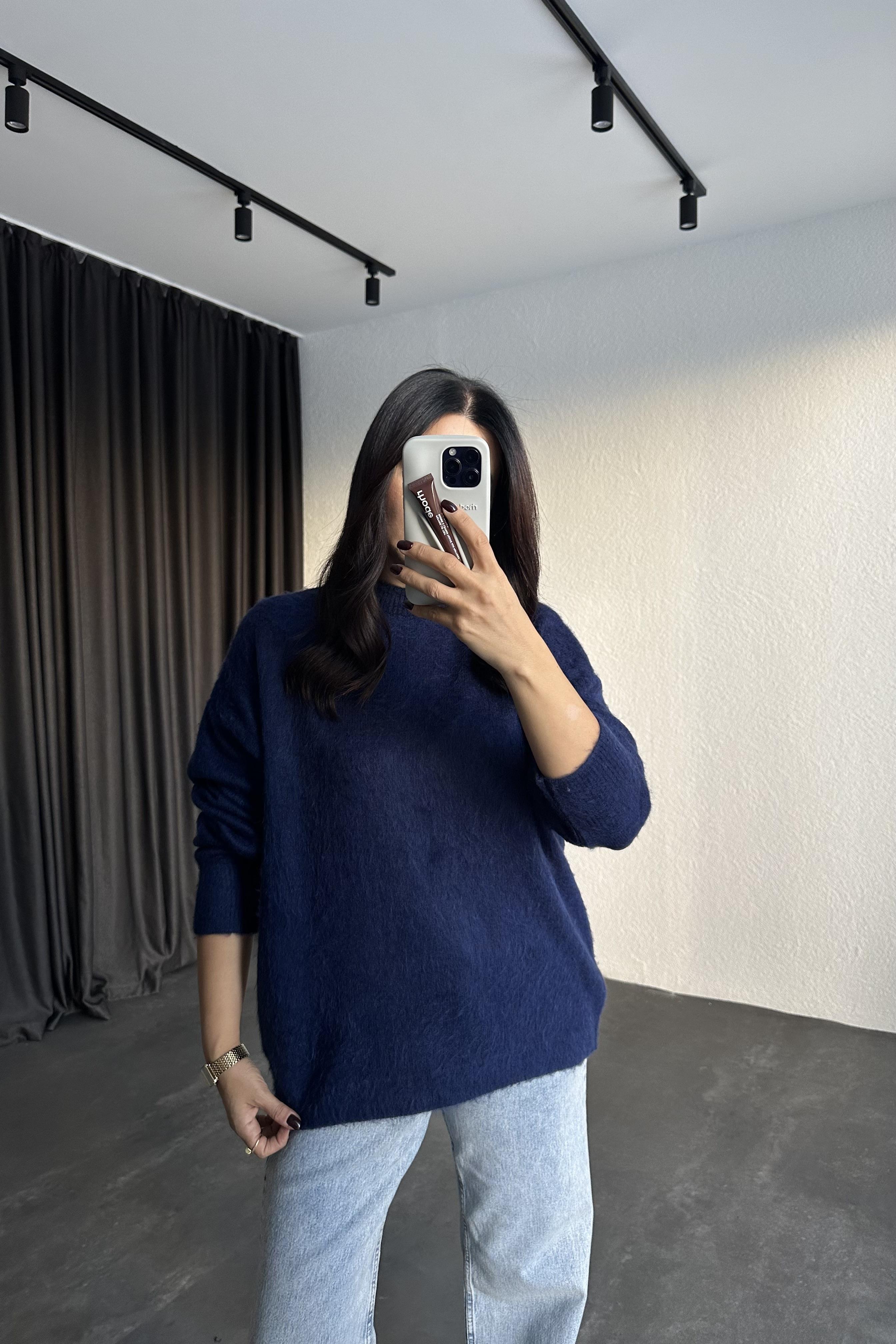 Laci Marka Model Bisiklet Yaka Şardonlu Triko Kazak