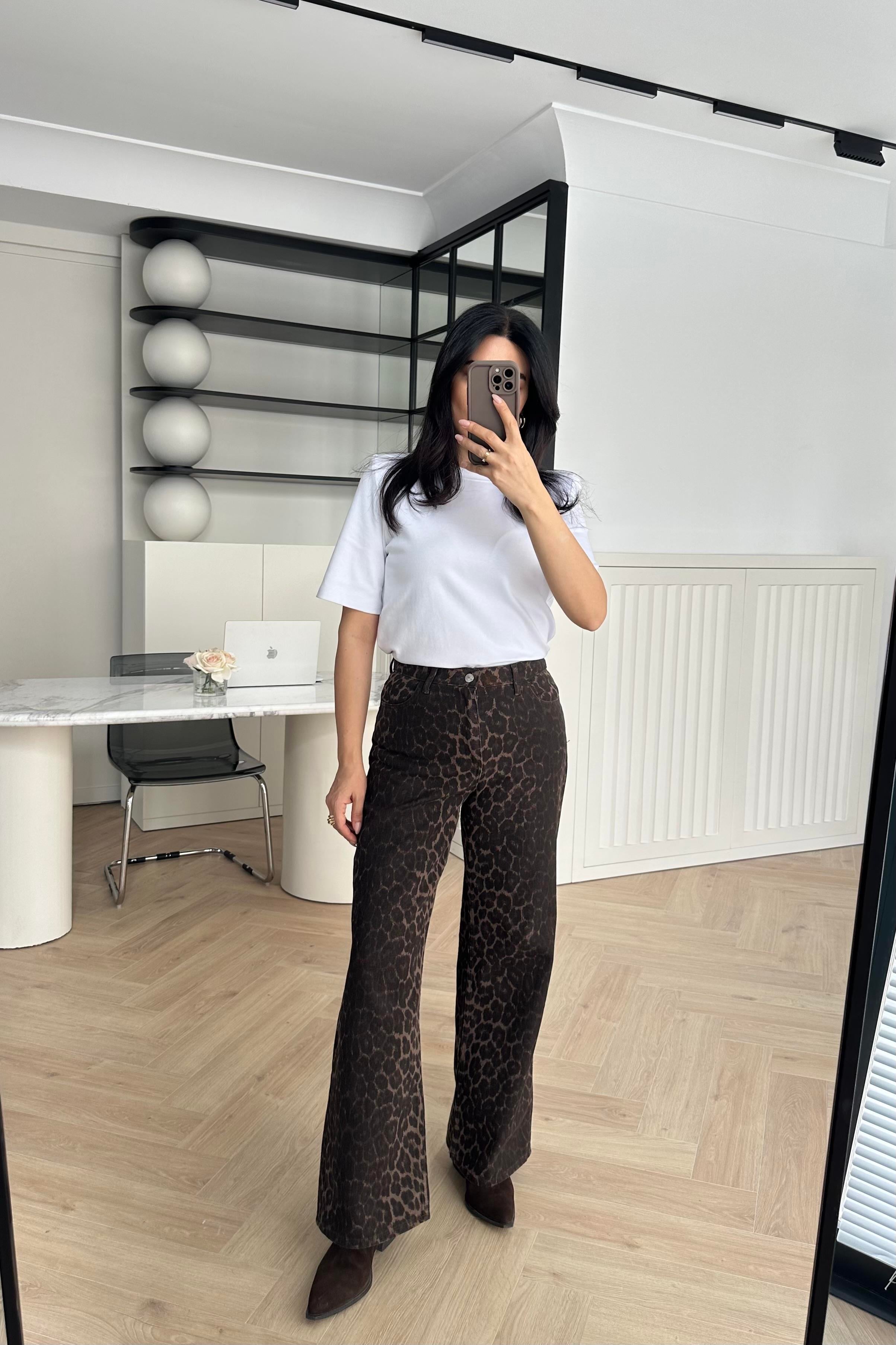 Leopar Desenli Rahat Pantolon 