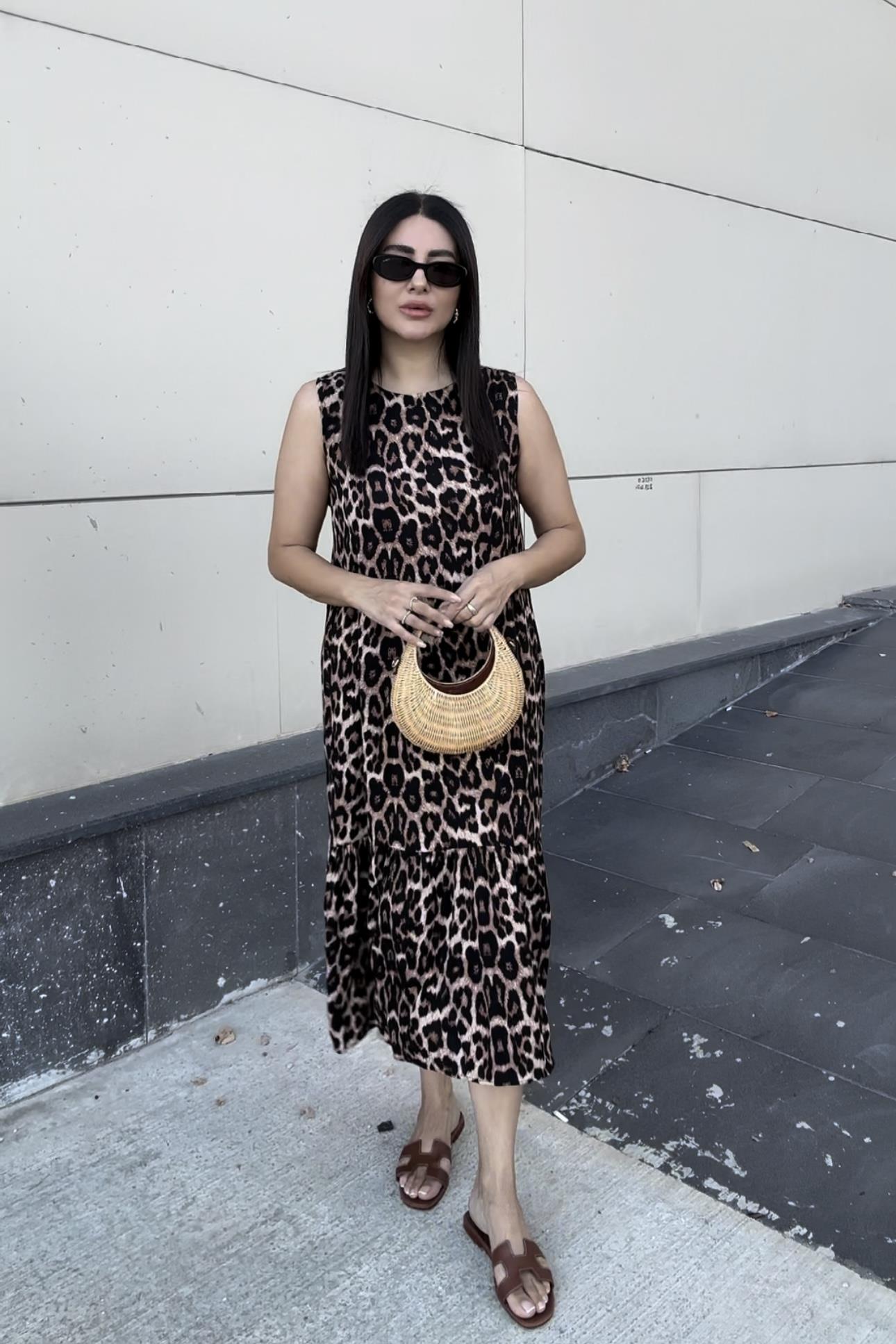Leopar Kolsuz Elbise 