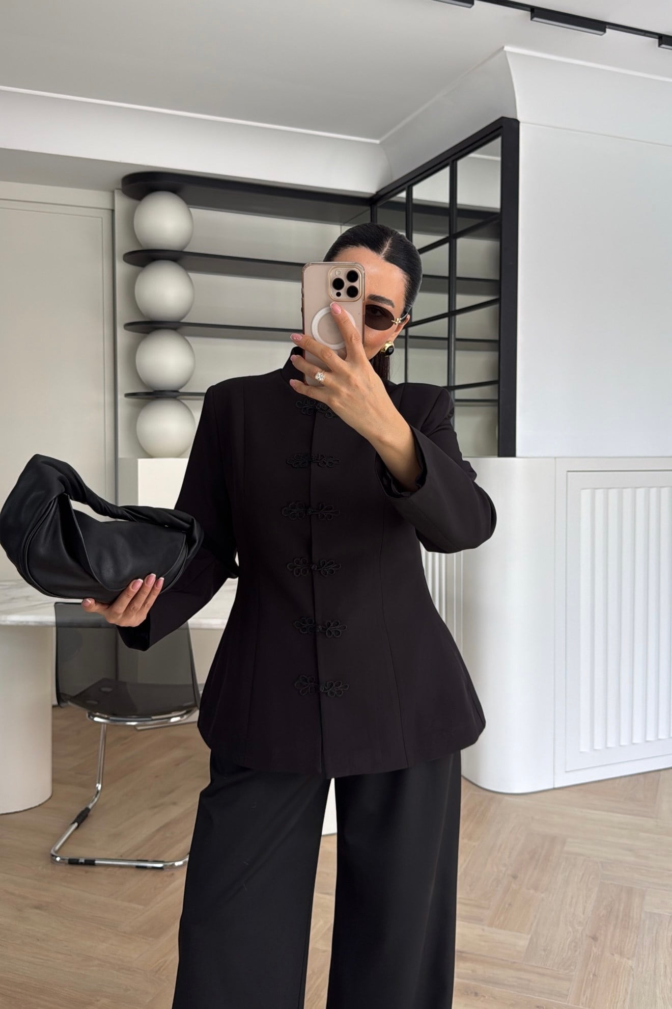 MANDARİN YAKA BLAZER CEKET SİYAH 