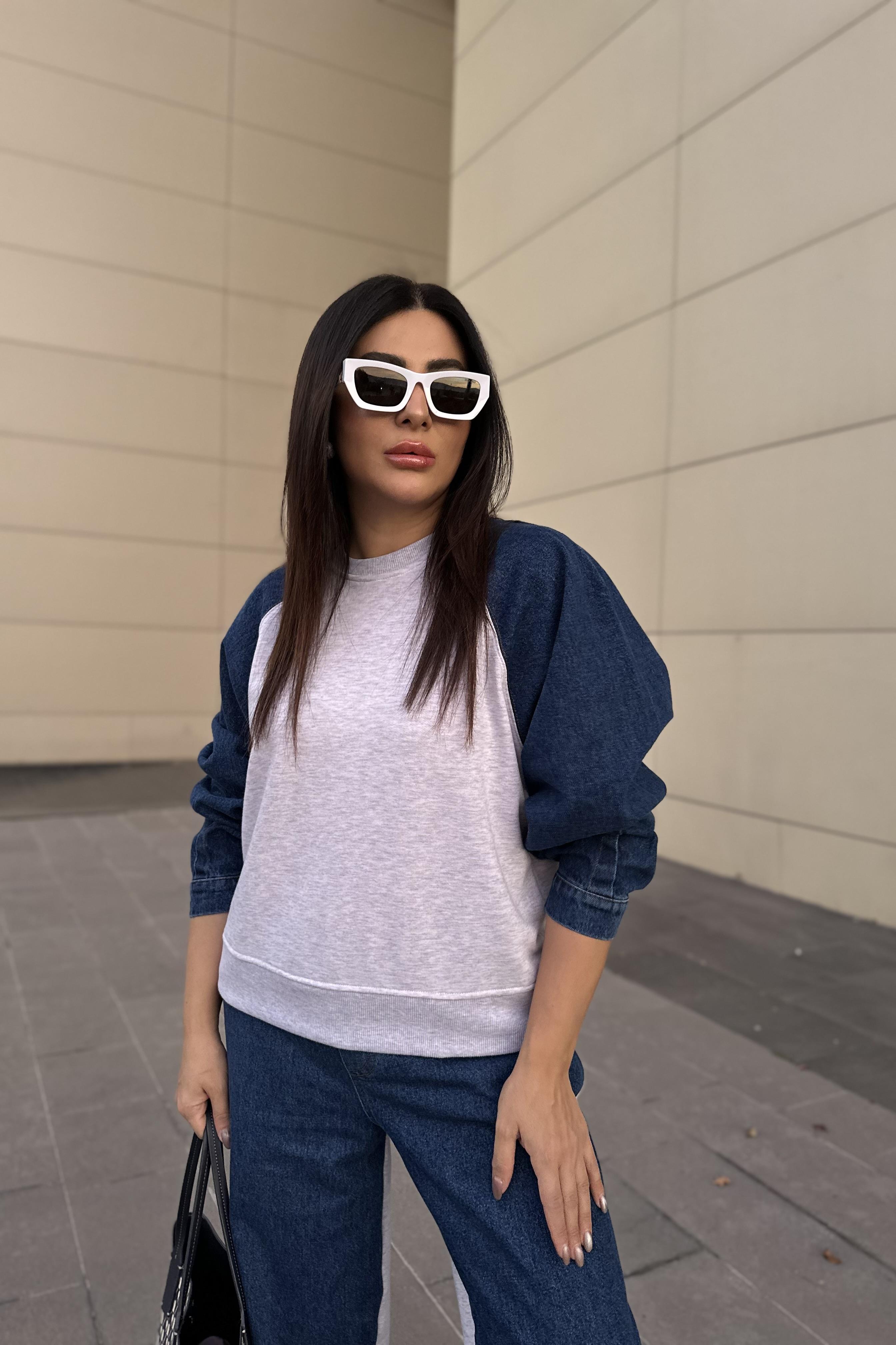Marka Model Denim Detaylı Eşofman Takım