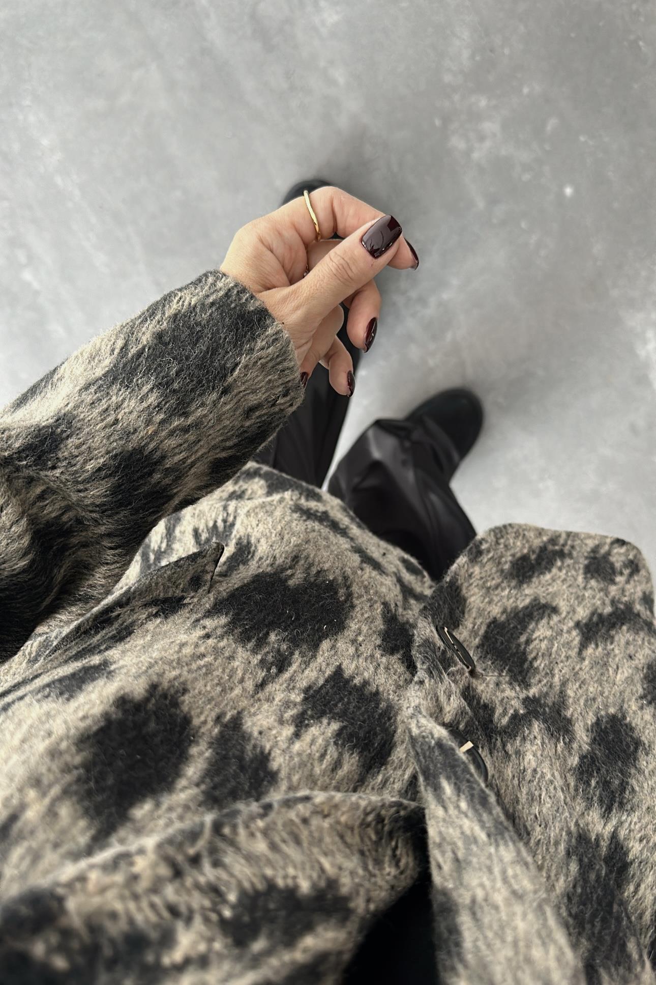 Marka Model Leopar Desenli Blazer Ceket 