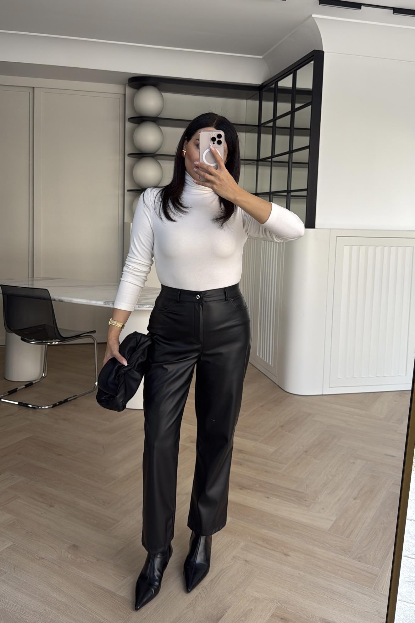 MARKA MODEL YÜKSEL BEL DERİ PANTOLON