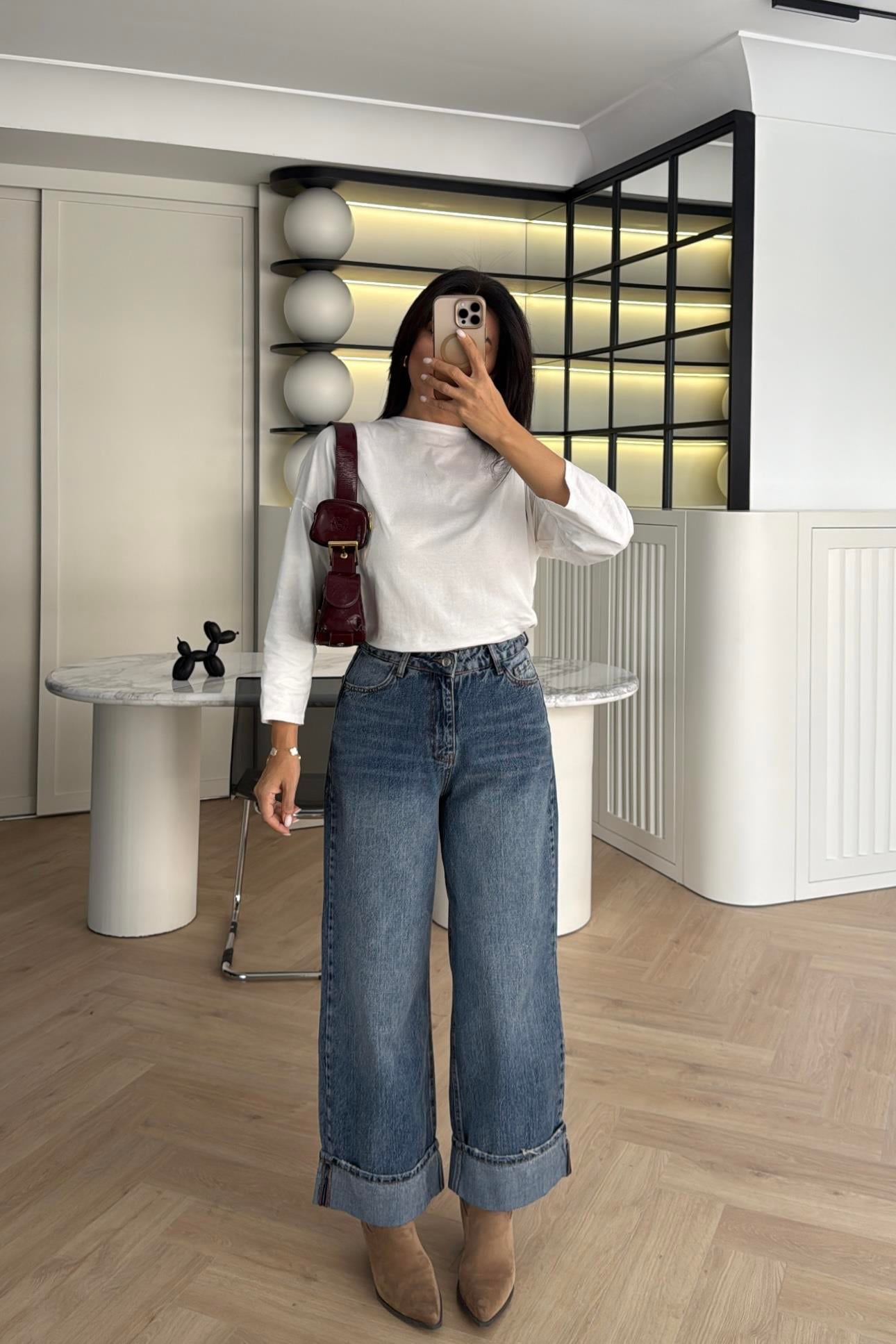 MAVİ PAÇASI KATLI JEAN