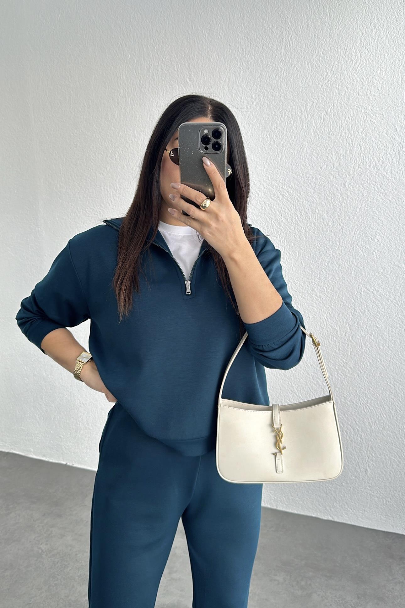 Modal Kumaş Eşofman Takım Petrol