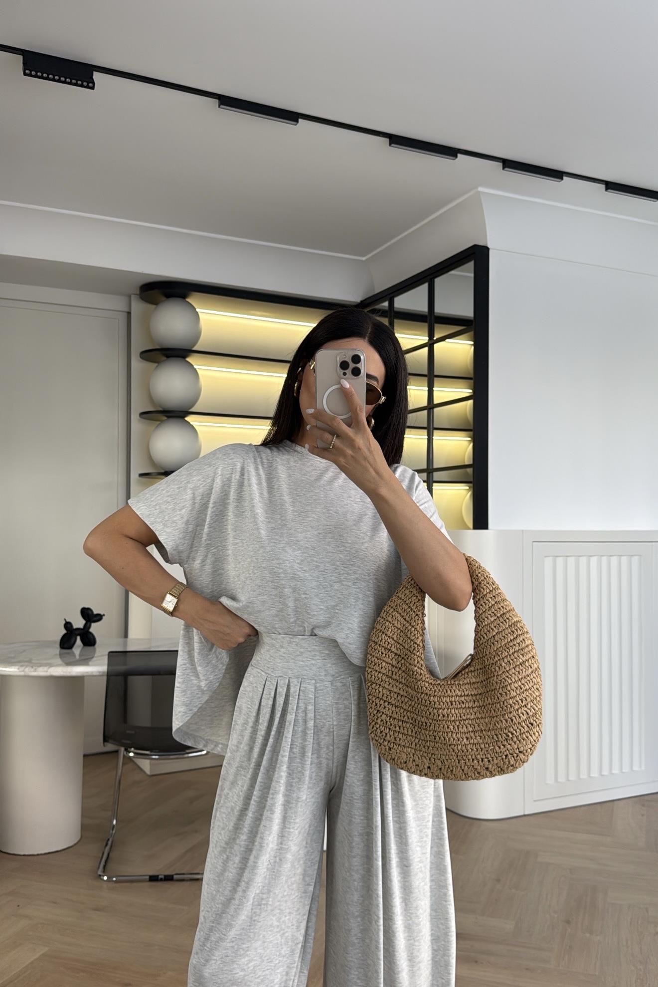 MODAL KUMAŞ ŞALVAR MODEL GRİ TAKIM